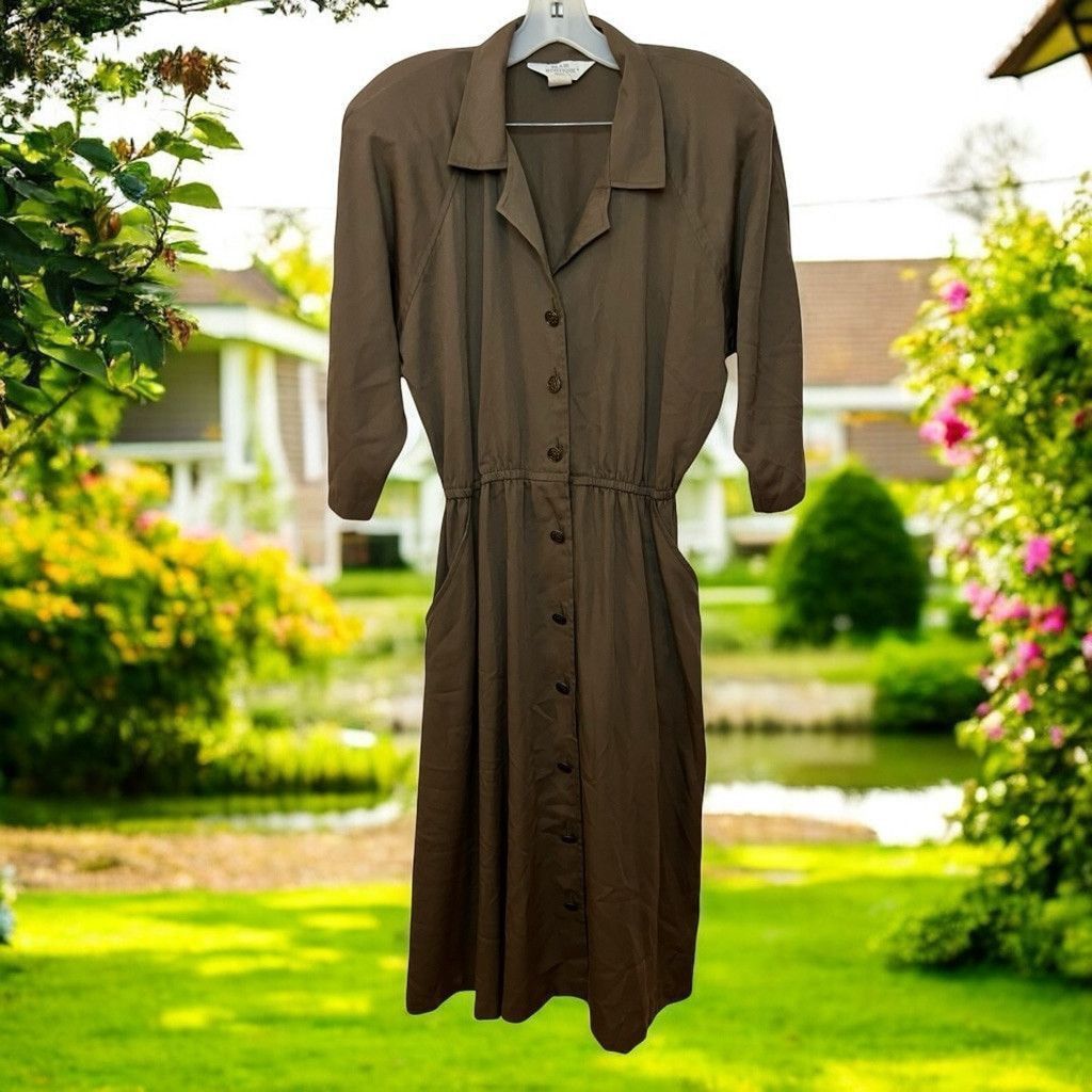 Vintage 80s/90s Blair Boutique Button Down Shirt Dress Pockets M/L Size L / US 10 / IT 46 - 1 Thumbnail
