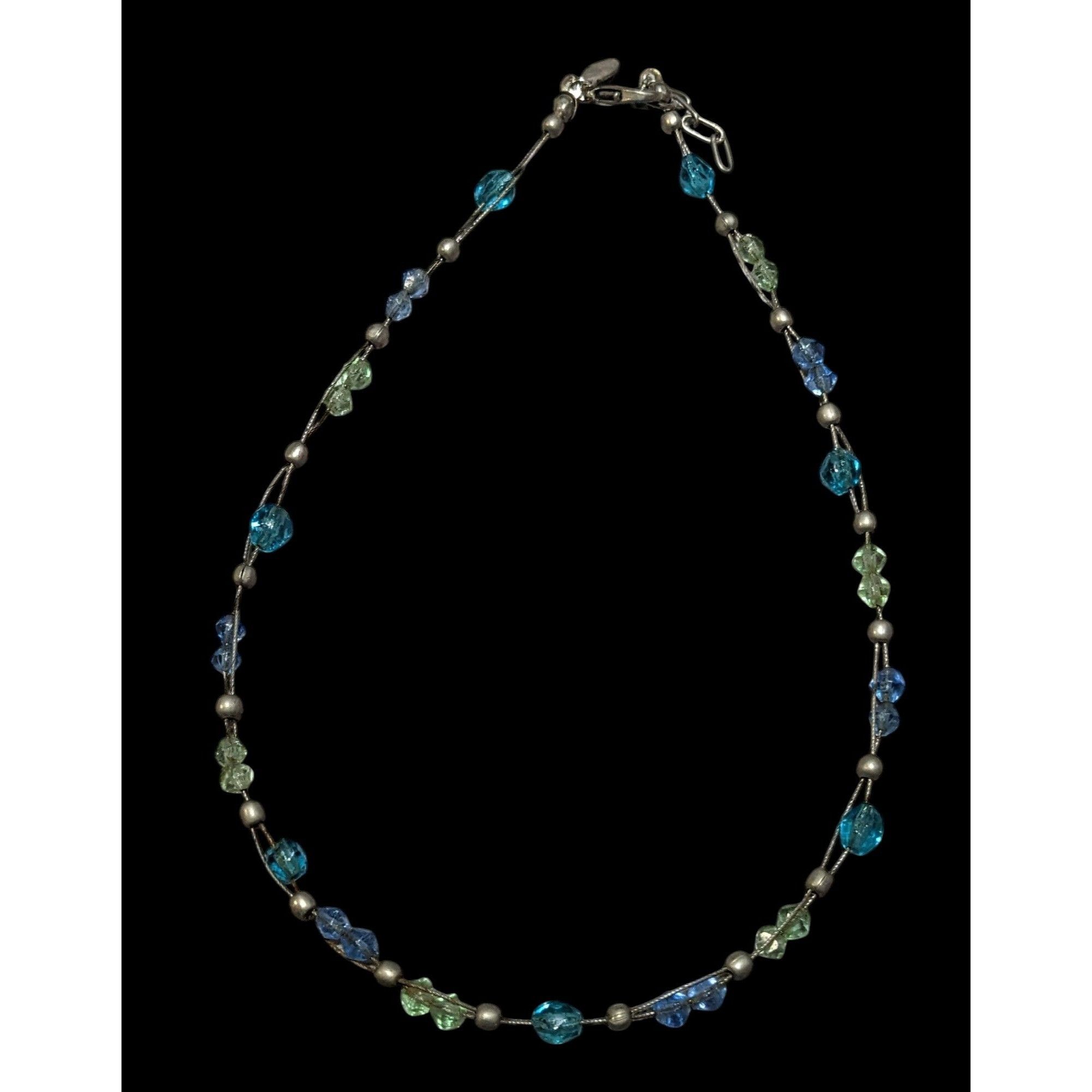 Express Express Blue And Silver Tone Beaded Casual Necklace Size ONE SIZE - 1 Thumbnail