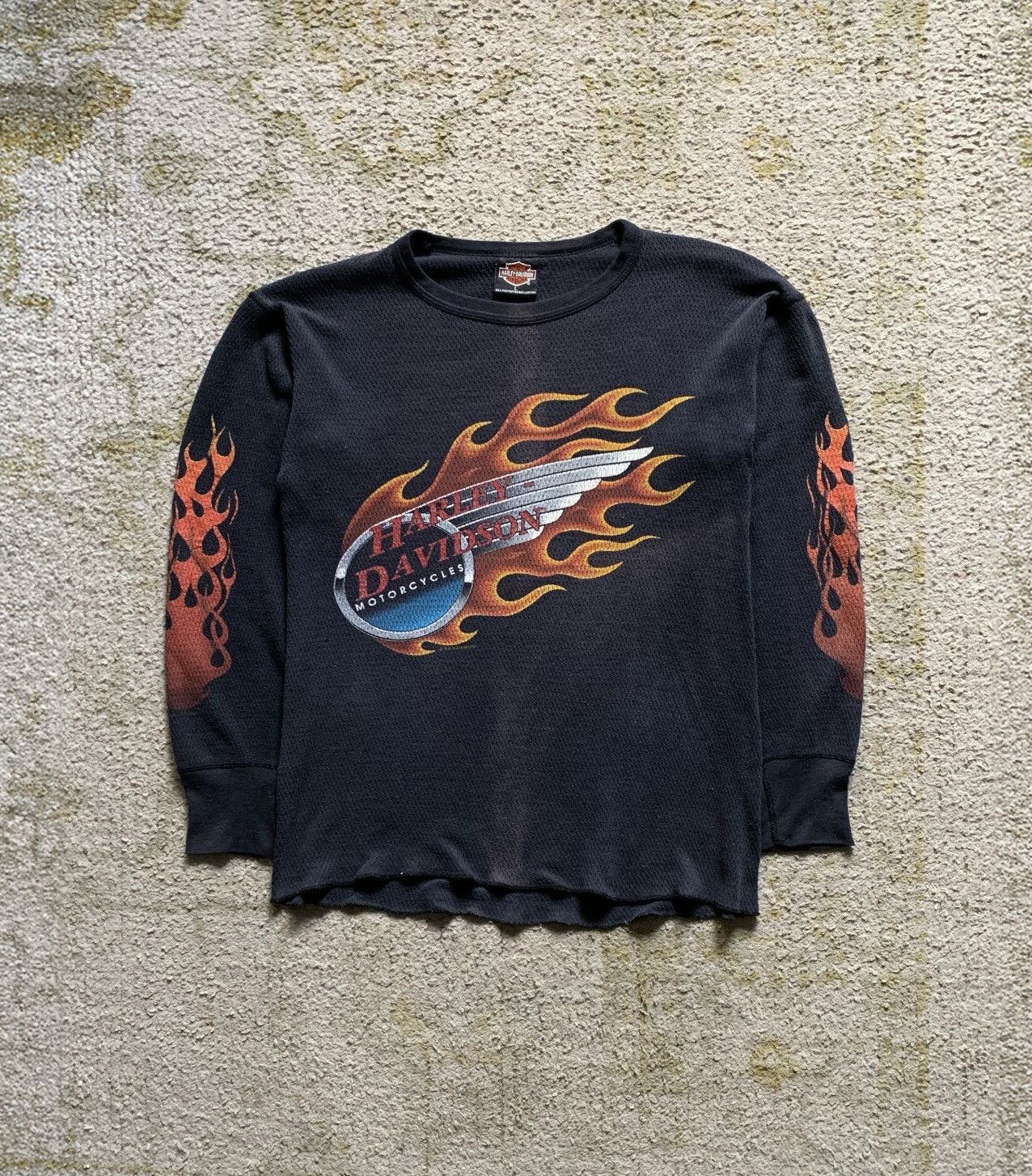 Harley Davidson × Vintage Vintage 1993 Harley Davidson Flames Thermal Longsleeve Size US L / EU 52-54 / 3 - 1 Thumbnail