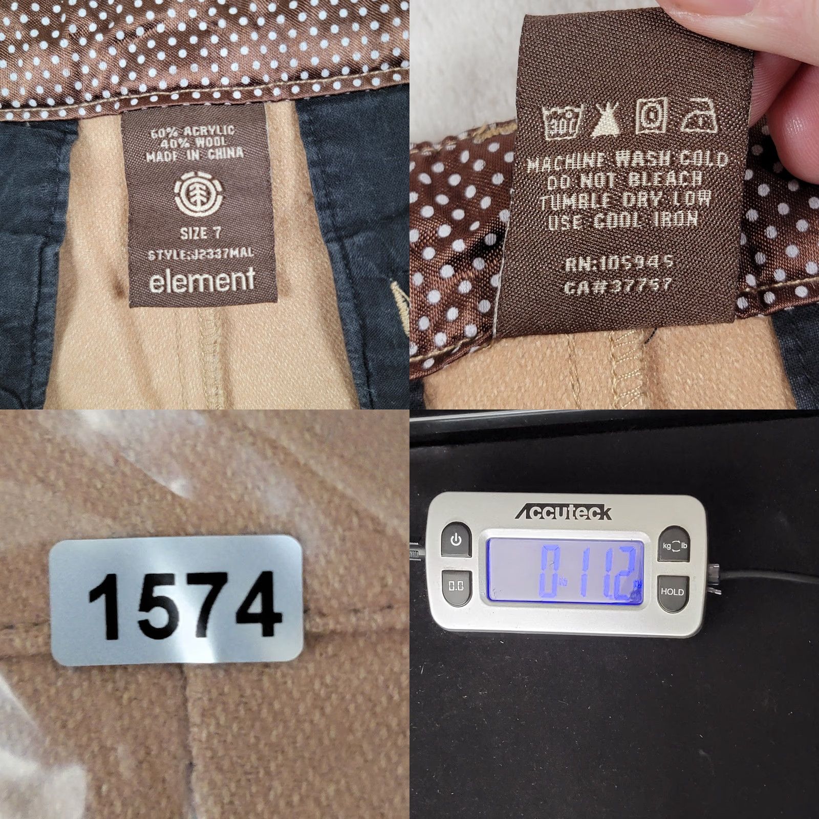 Element Element Beige Wool Blend Shorts Women's Size 7 Mini Short Flat Front Low Rise Casual Travel Summer Machine Washable Womens Size 28" / US 6 / IT 42 - 9 Thumbnail