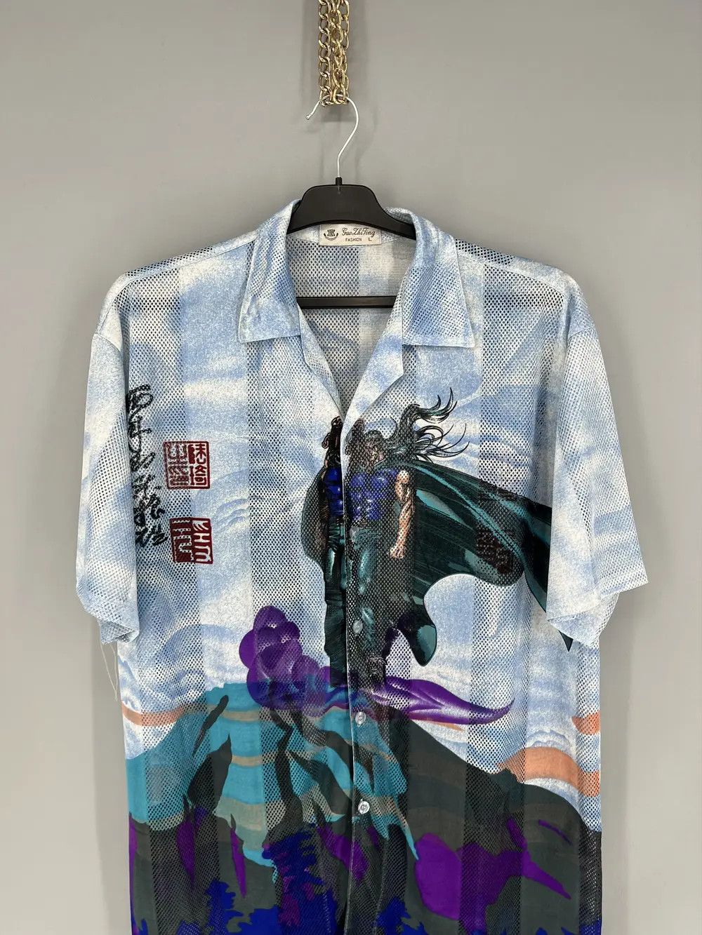 Vintage Vintage Japanese Style Short Sleeve Mesh Shirt Streetwear Size US L / EU 52-54 / 3 - 6 Thumbnail