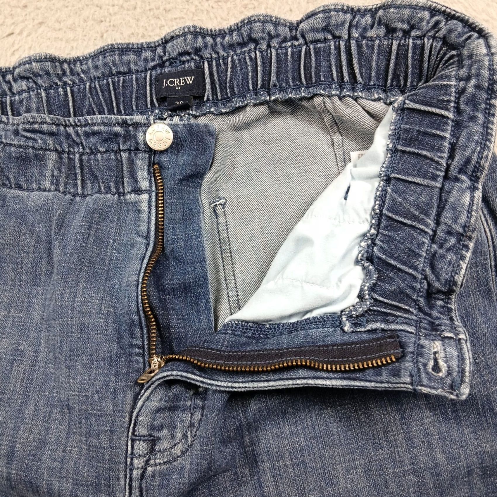 J.Crew VINTAGE not applicable J.CREW Pull-On Wide Leg Denim Trousers Women's 30 Blue Elastic Waist EUC Size 30" / US 8 / IT 44 - 7 Thumbnail