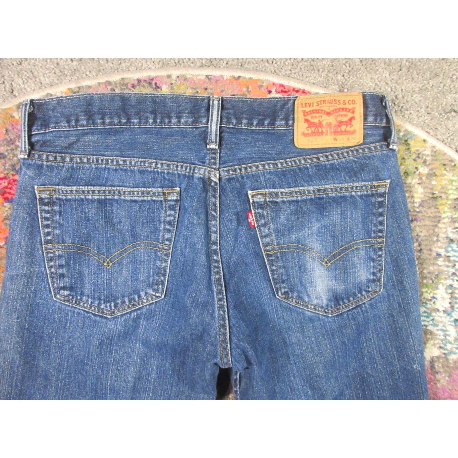 Levi's Levi's 527 Jeans Mens 34x30 Blue Bootcut Denim Cowboy Western Southwestern Logo 5-Pocket Regular Inseam 30" Leather Patch Cotton Polyester Shirt N/A Size US 34 / EU 50 - 4 Thumbnail