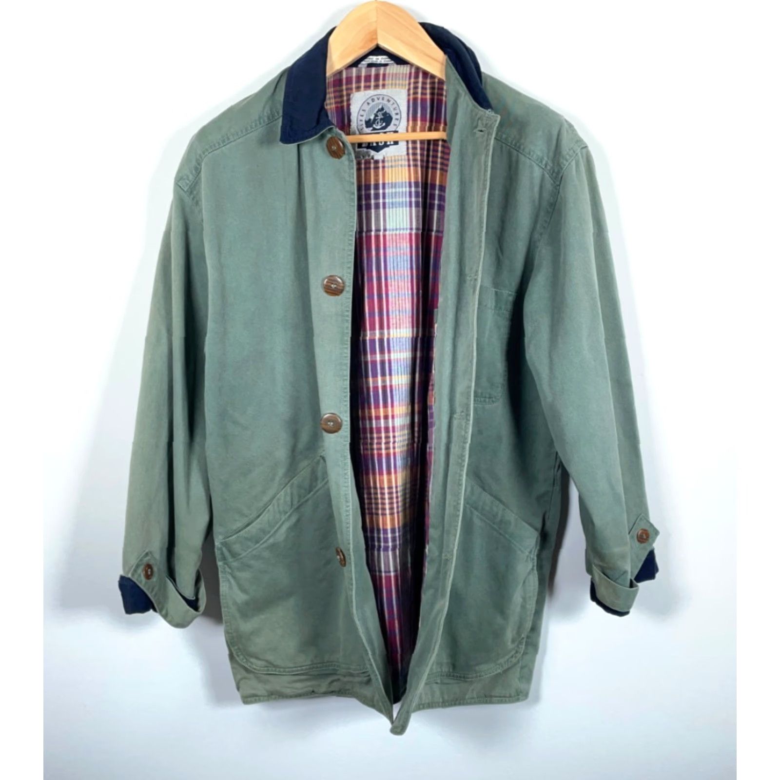 ASH 90s Pigment Dyed Chore Jacket Men's Small Green Plaid Lined Dash Tag Vintage No Size US S / EU 44-46 / 1 - 2 Thumbnail