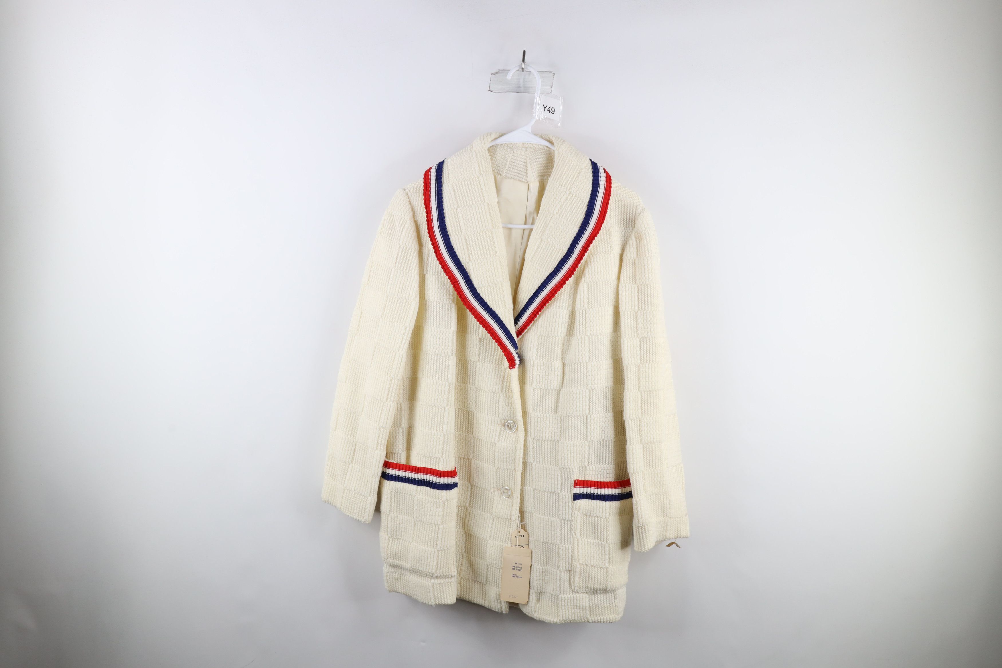 image of Deadstock Vintage 60S 70's Streetwear Cardigan Sweater Jacket in White, Women's (Size XL)