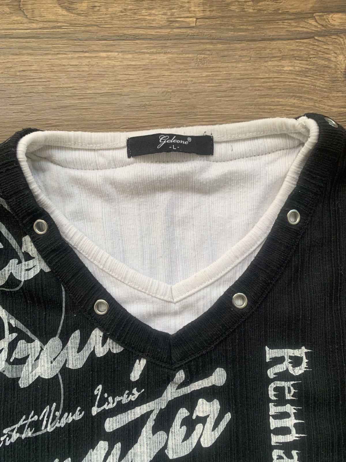 20471120 2000s japanese archive geleone double layer poem longsleeve Size US L / EU 52-54 / 3 - 4 Thumbnail