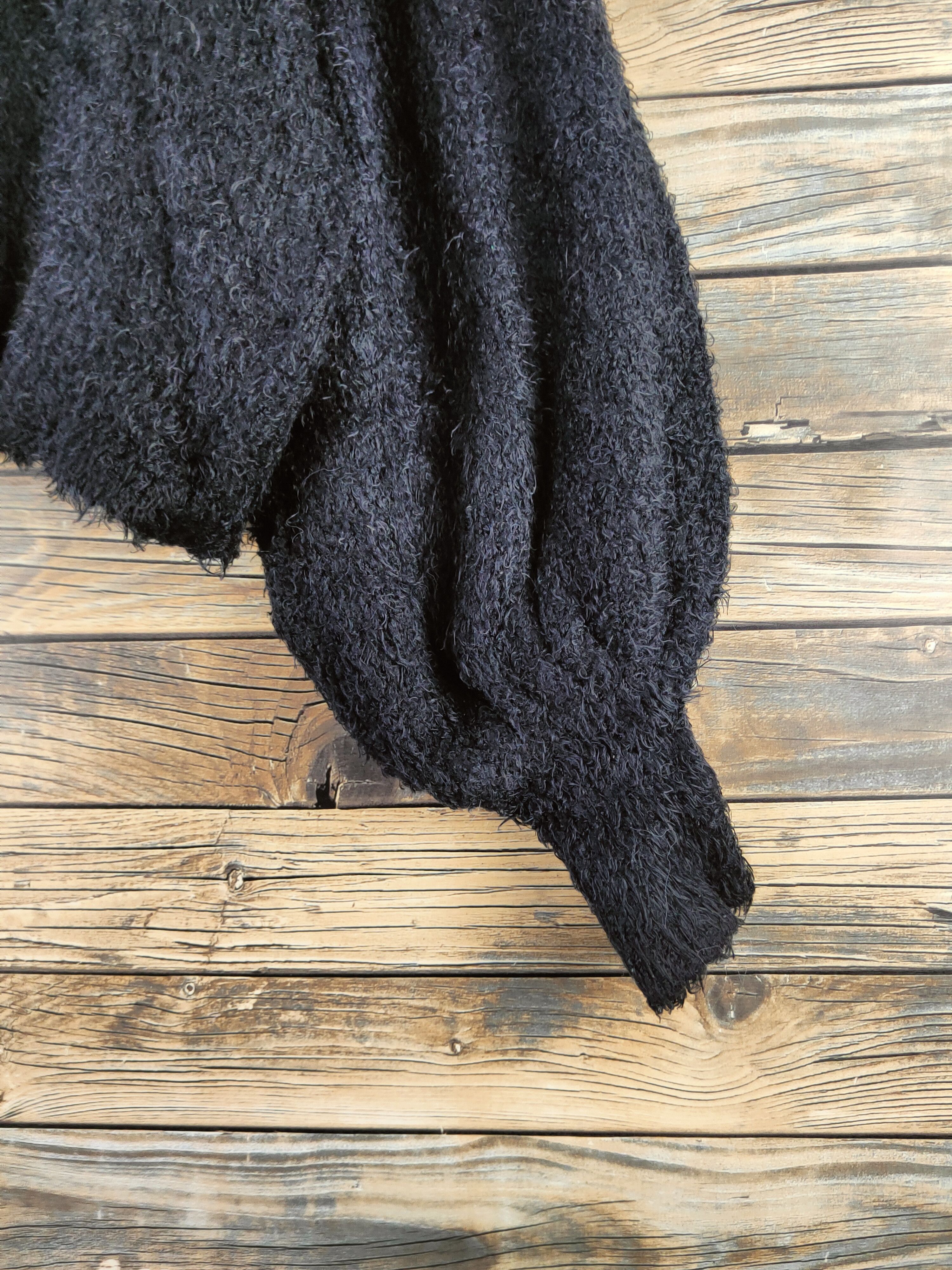 GU DL GU Black Fur Mohair shaggy Knitwear #46-996 Size L / US 10 / IT 46 - 6 Thumbnail