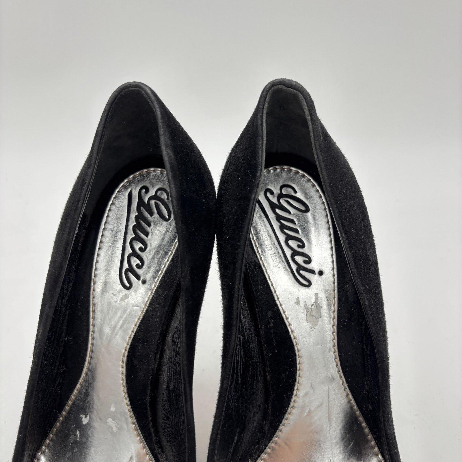 Gucci Gucci Sophia Black Suede Peep Toe Pumps Heels Women's 37 Size US 7 / IT 37 - 6 Thumbnail