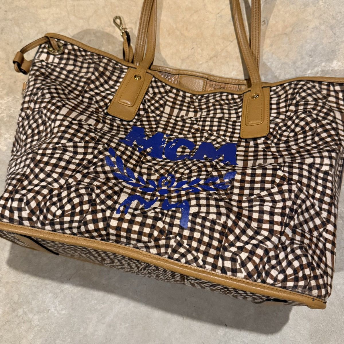 MCM MCM Visetos Liz Reversible Shopper Tote Cognac Medium Size ONE SIZE - 16 Thumbnail