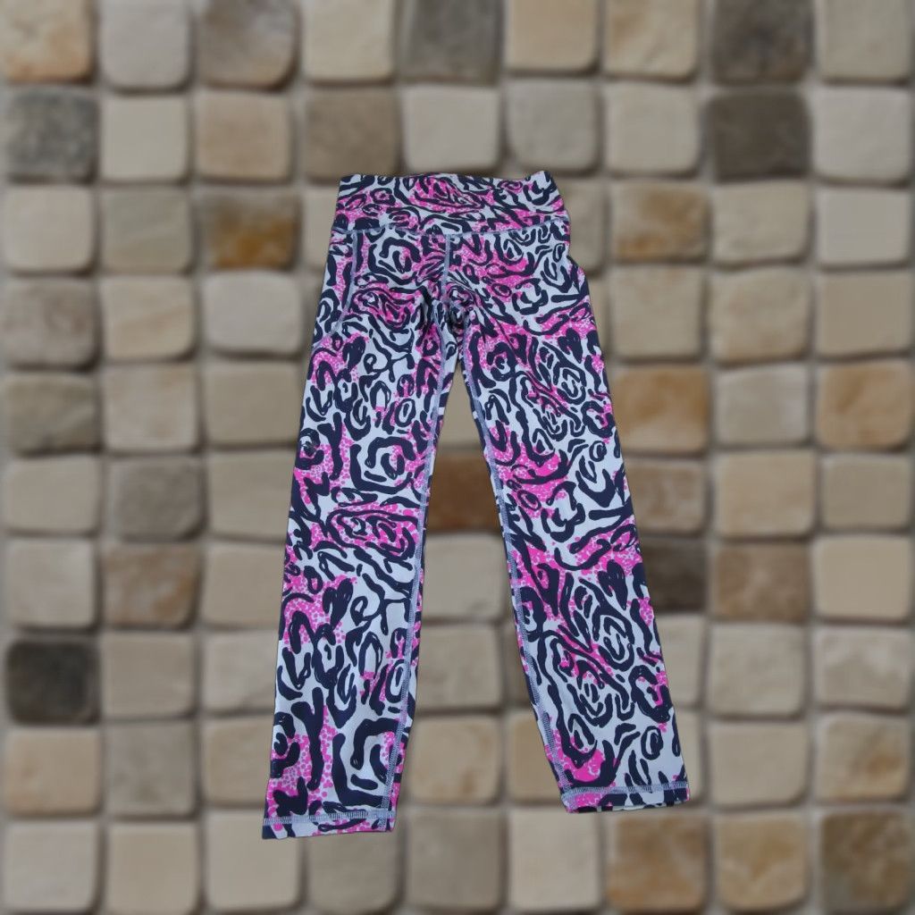 Under Armour UNDER ARMOUR Compression Leggings Womens Medium Cropped Pink Abstract Activewear Size 32" / US 10 / IT 46 - 1 Thumbnail