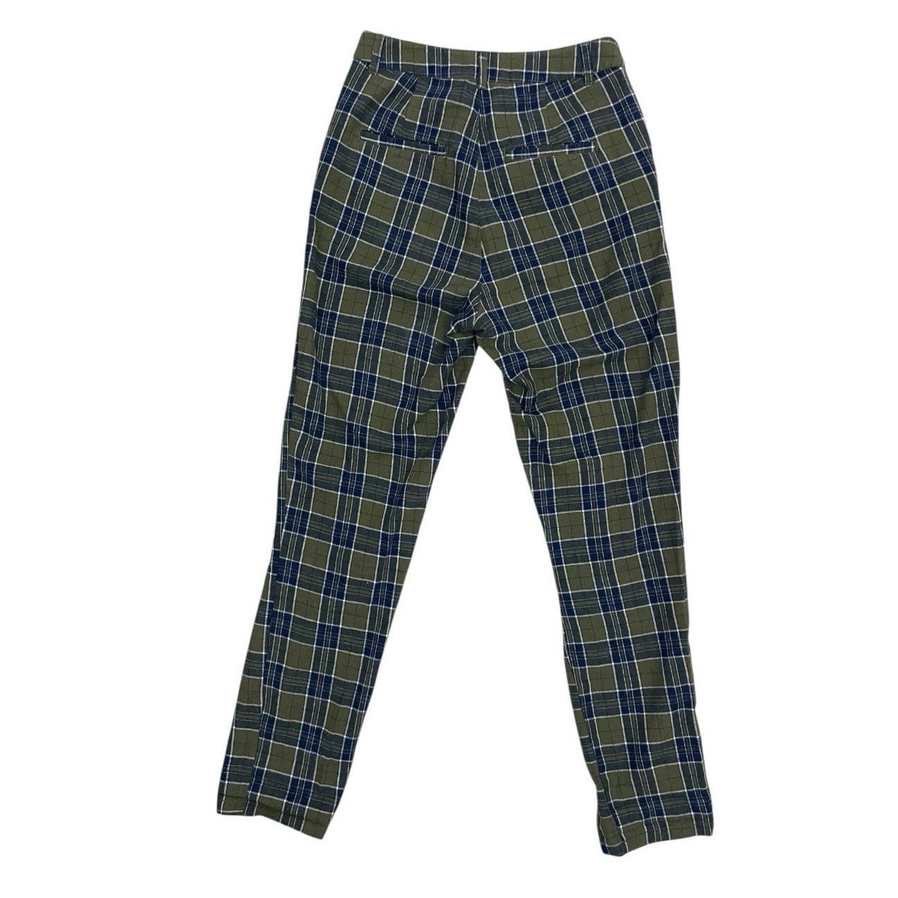 Asos ASOS Green & Navy Blue Plaid High Rise Trousers Size 25" / US 0 / IT 36 - 4 Thumbnail