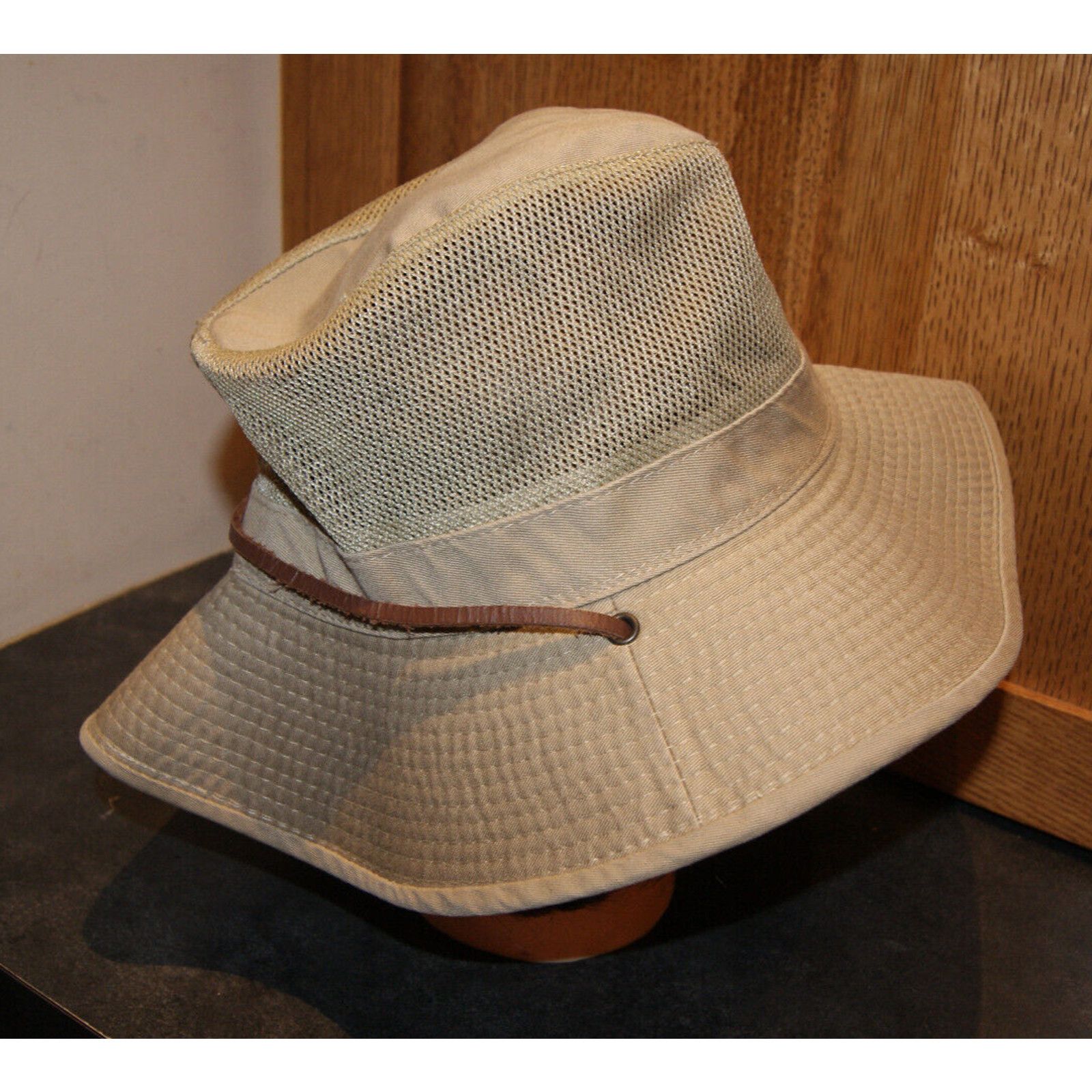 Other Dorfman Pacific Men Med Safari Hat Mesh Vented Leather Strap Size ONE SIZE - 5 Thumbnail
