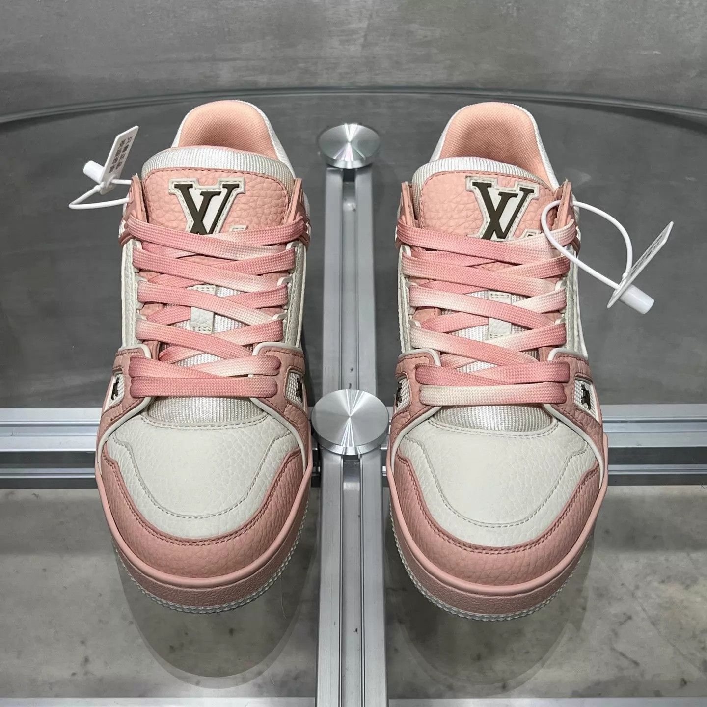 Louis Vuitton LV Trainer White Pink UK2/36 New in Box Tried On Size US 4.5 / IT 34.5 - 1 Thumbnail