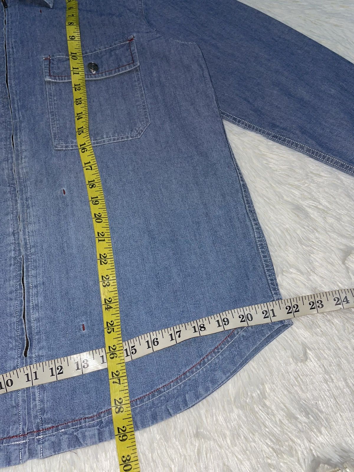 Issey Miyake Iy Basics Zip Up Denim Shirt Inspired by Issey Miayke Size US L / EU 52-54 / 3 - 11 Thumbnail