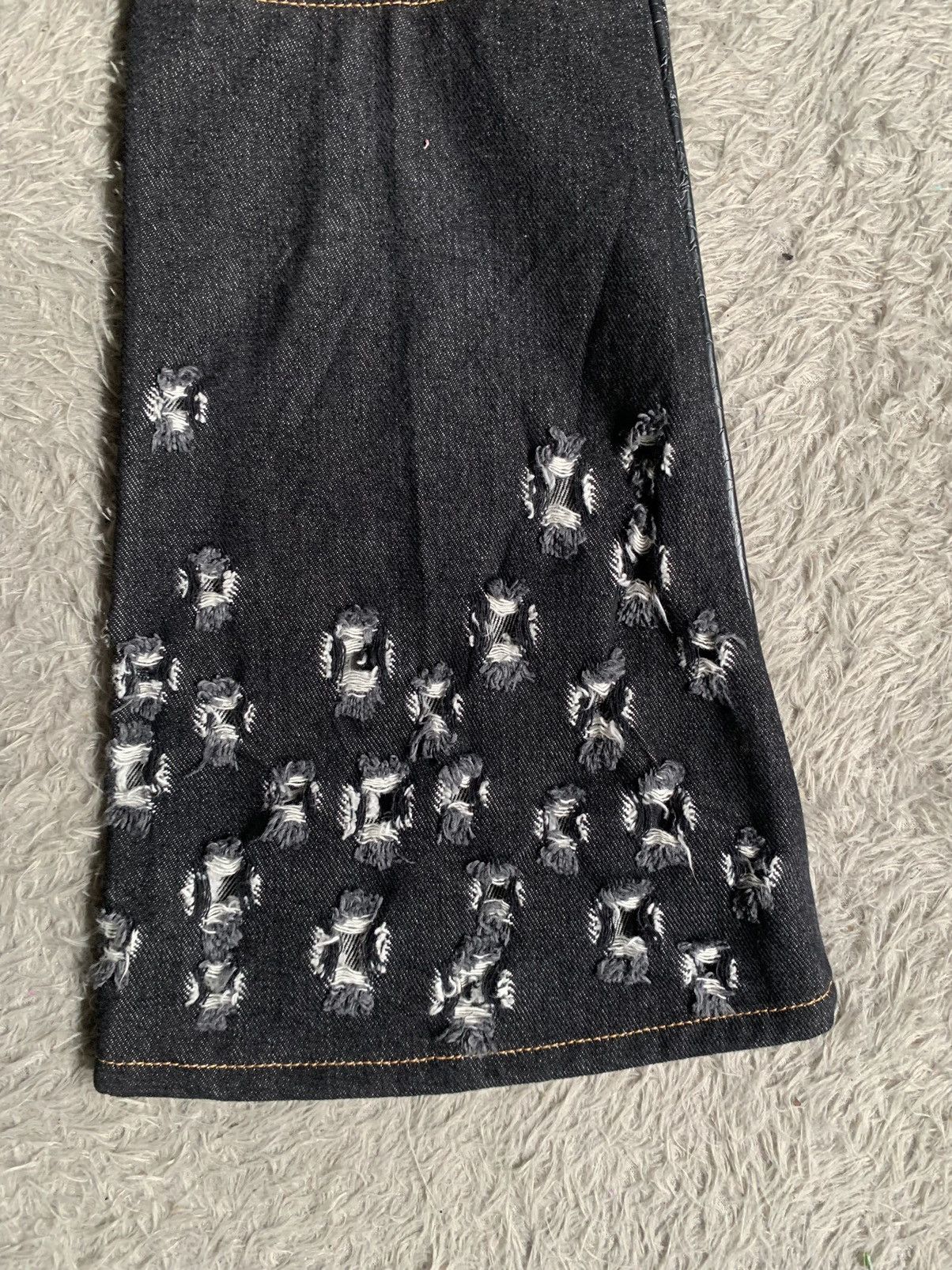 Designer × Japanese Brand × Sonia Rykiel Sonia Rykiel Hybrid Leather Distreesed Flare Denim Pant Size 27" / US 4 / IT 40 - 12 Thumbnail