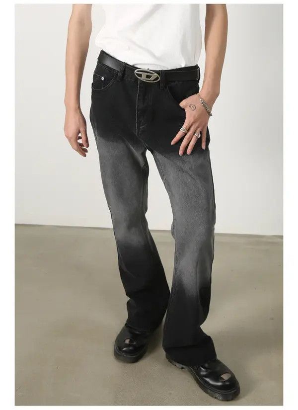 Japanese Brand Hitomi x Mami Black Gradient Loose Straight Flare Jeans Size US 32 / EU 48 - 3 Thumbnail