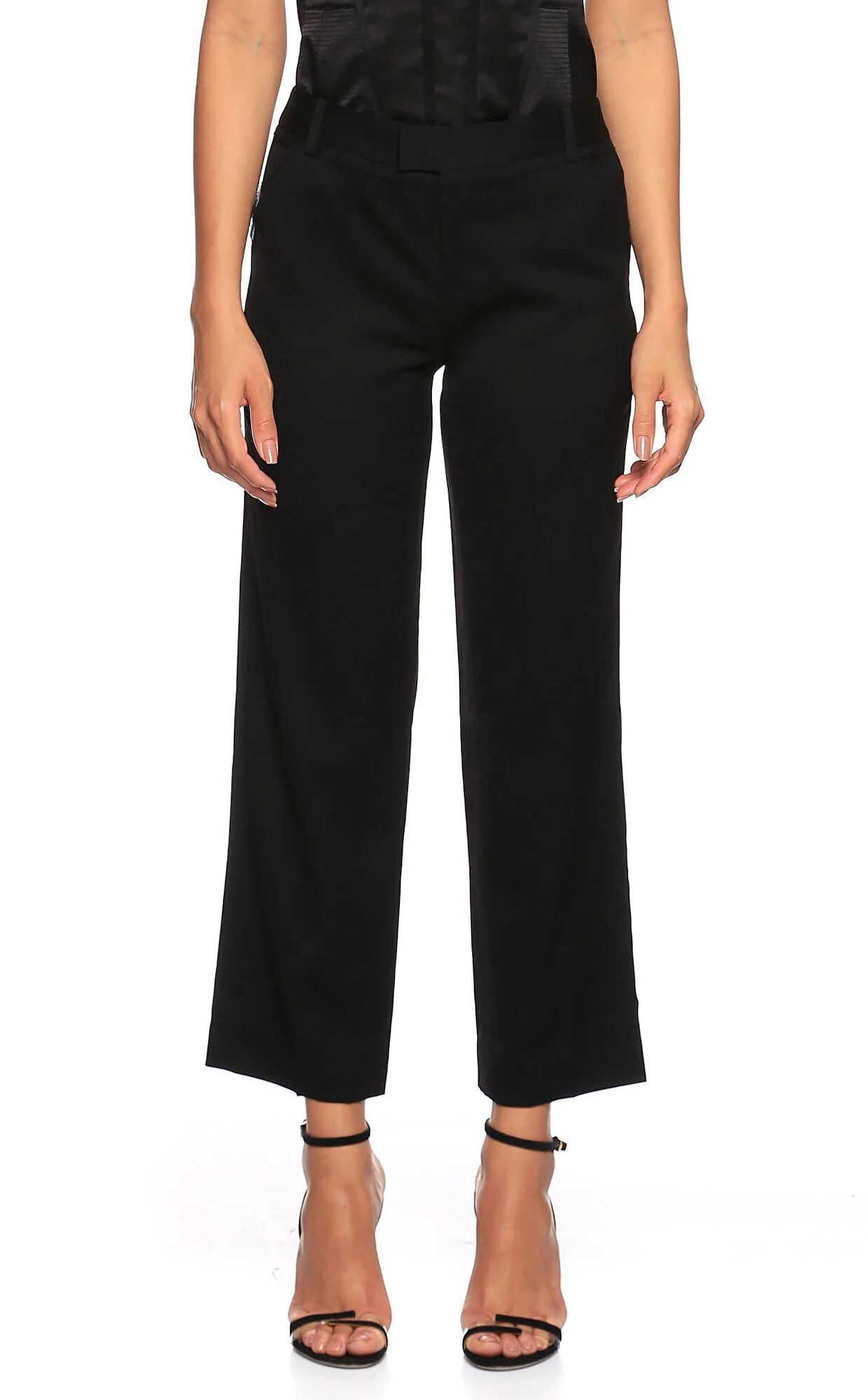 image of Helmut Lang Black Wool Cropped Pants Trousers 4, Women's (Size 27)
