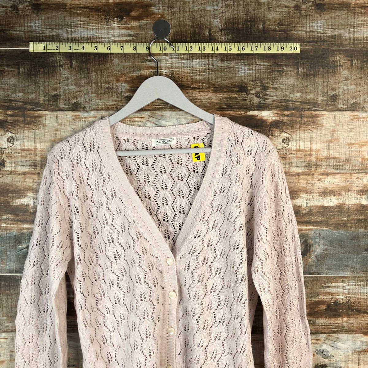 Japanese Brand Naiga Pink Cardigan crochet meshnet Knitwear #A1470 Size M / US 6-8 / IT 42-44 - 2 Thumbnail