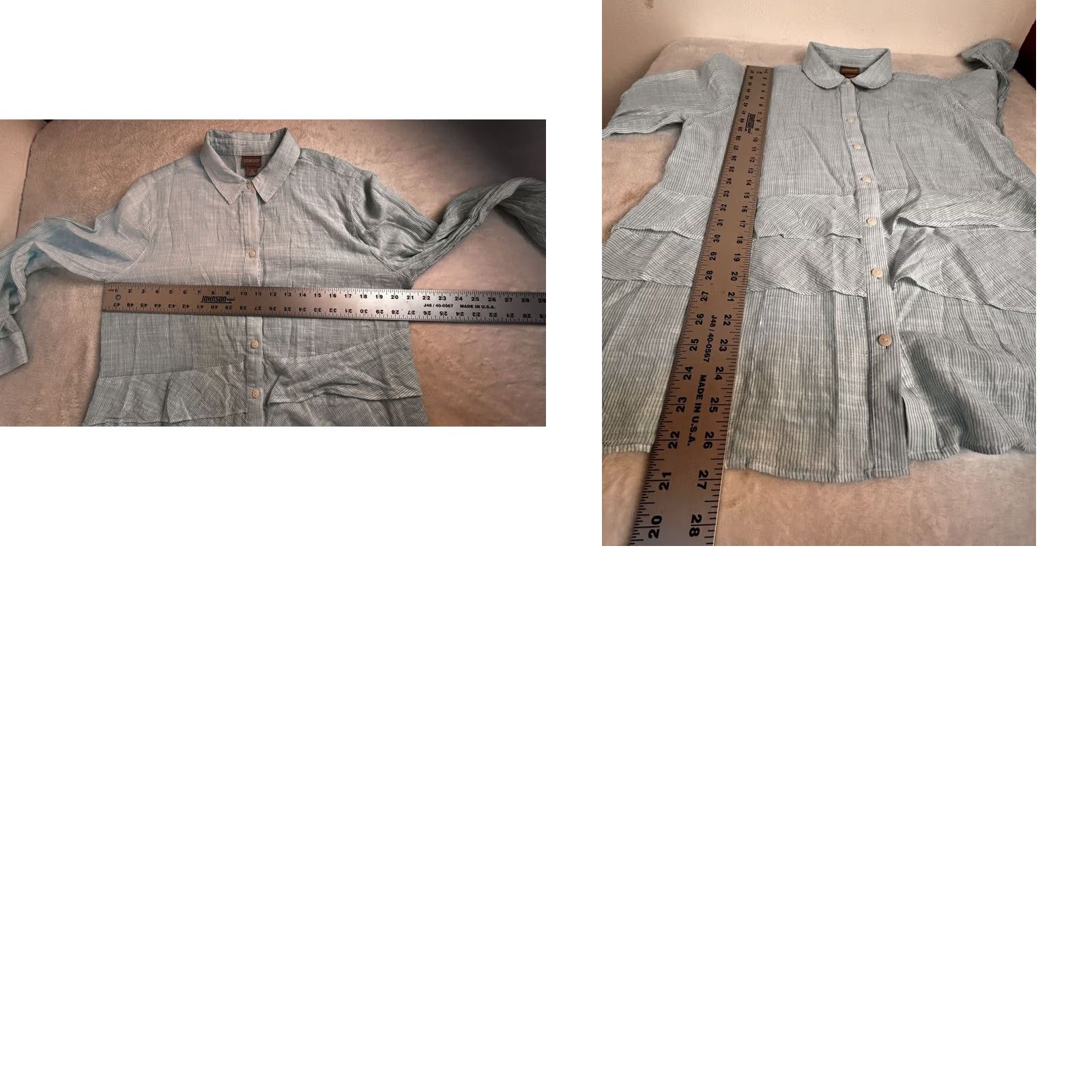 Vintage Chico's Blue Striped Button-Up Ruffle Tunic Top Shirt Size 2 Cotton Long Sleeve Womens Tunic Shirt Size XS / US 0-2 / IT 36-38 - 8 Thumbnail