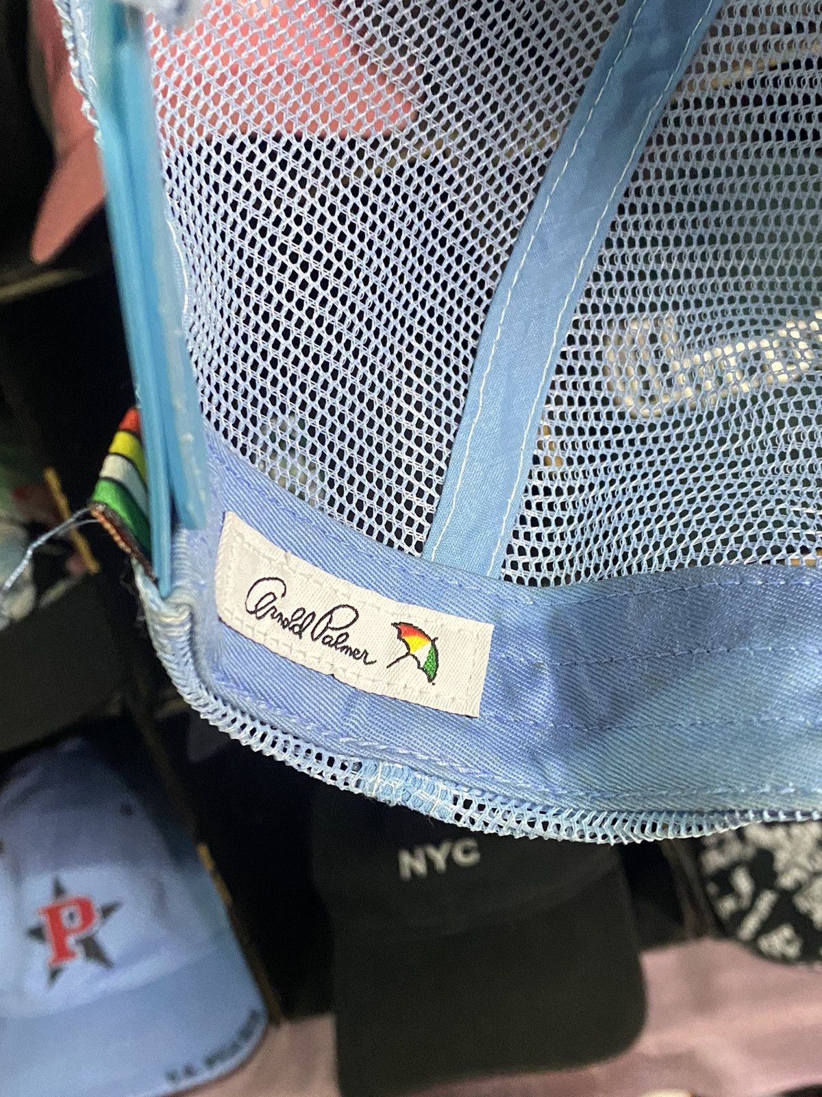 Designer × Japanese Brand × Vintage Cap vintage arnold palmer Trucker Mesh baby blue Size ONE SIZE - 8 Thumbnail