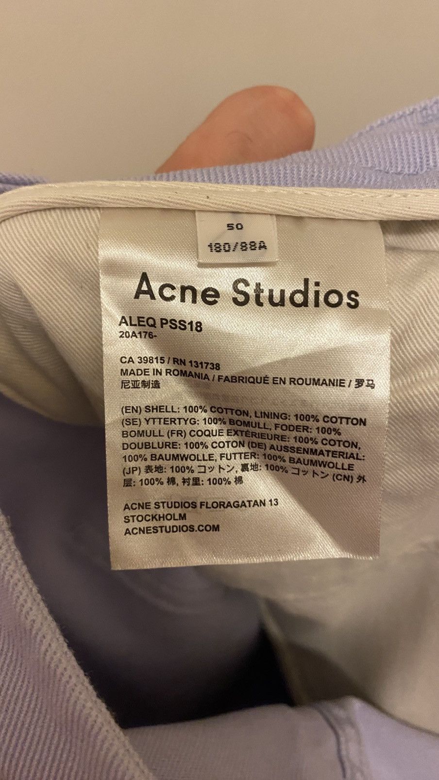Acne Studios Acne Studios ALEQ PSS18 Lavender Cotton Workwear Trousers Size US 33 - 4 Thumbnail