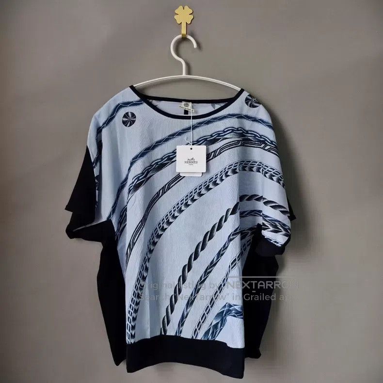 Hermes Hermes Chain Logo Blue and Black Short Sleeve Size XS / US 0-2 / IT 36-38 - 1 Thumbnail