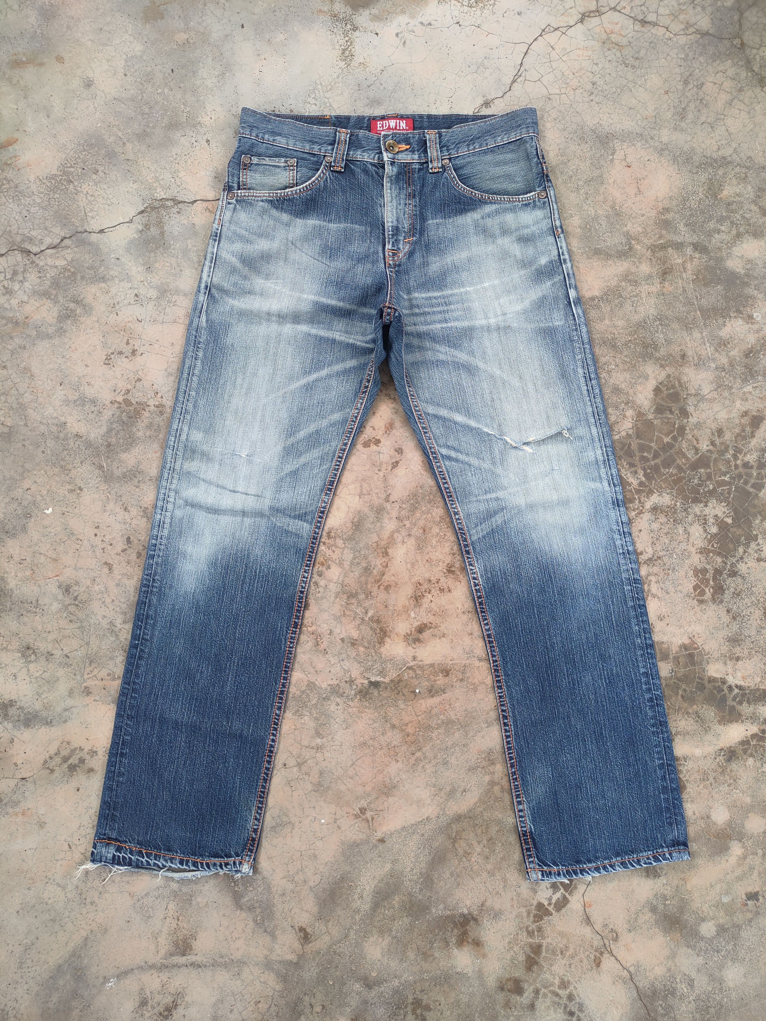 Edwin VINTAGE EDWIN XV FADED RIPPED JEANS DENIM PANTS Size US 37 - 2 Thumbnail