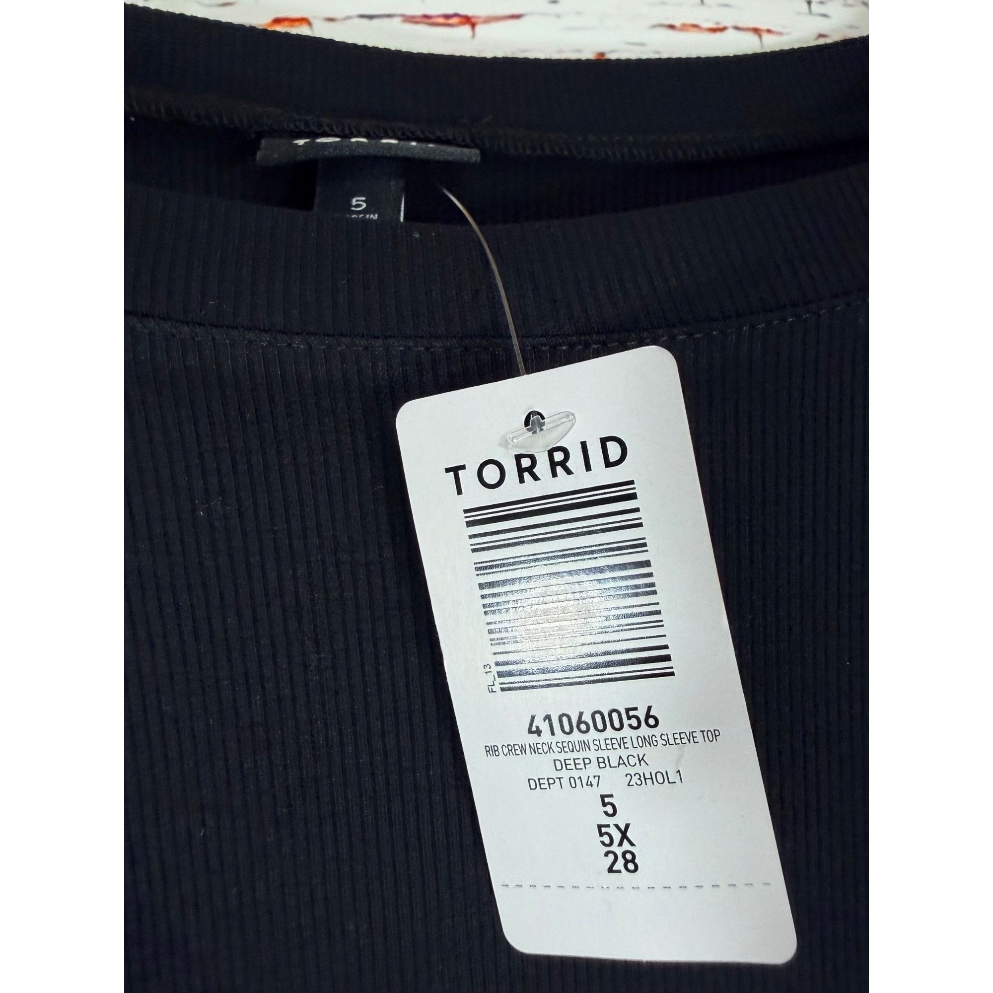 Torrid New Torrid Black Rib Crew Neck Sequin Long Sleeve Top Blouso Size 4XL / US 24-26 - 5 Thumbnail