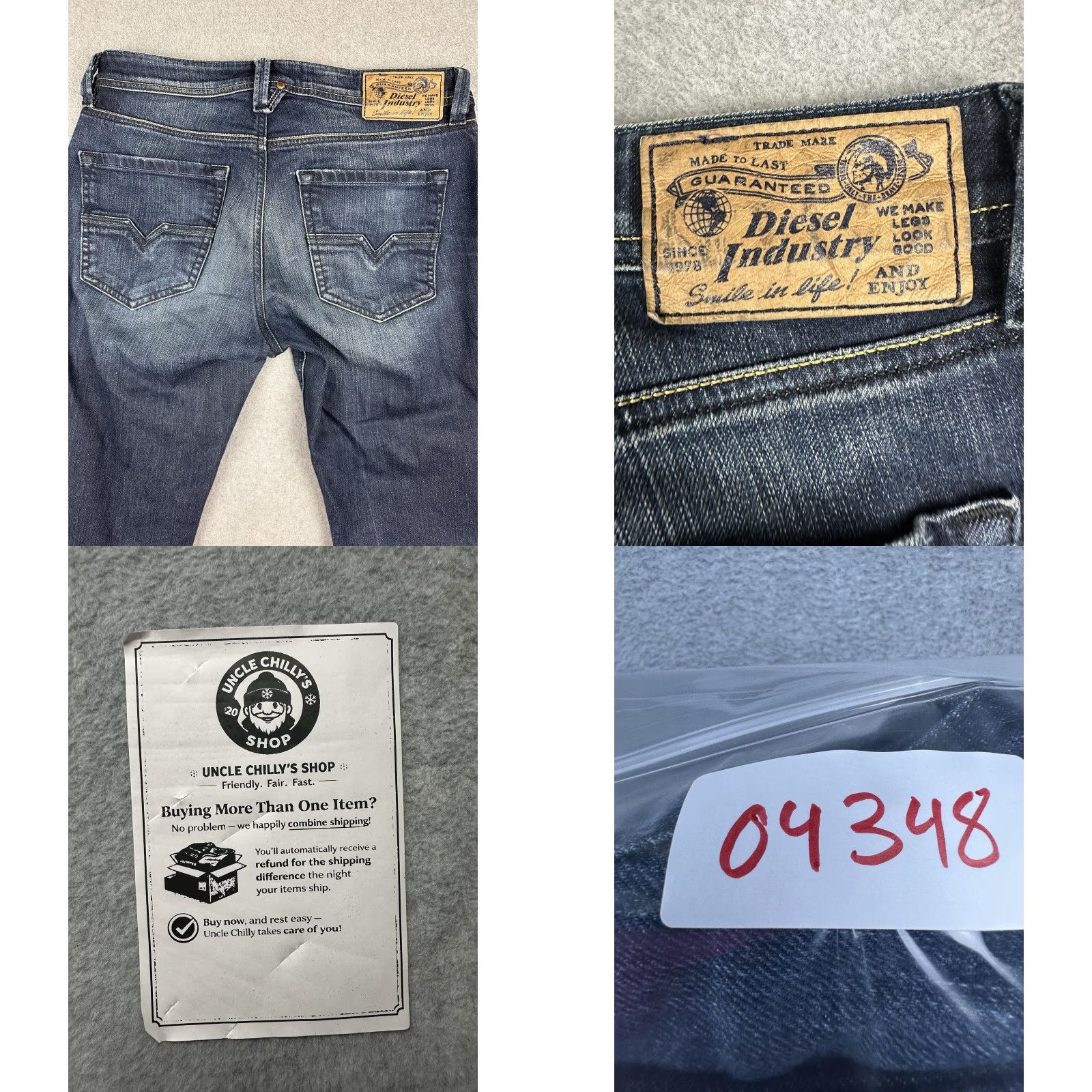 Diesel Larkee Jeans Mens 30x26 Blue Straight Stretch Denim