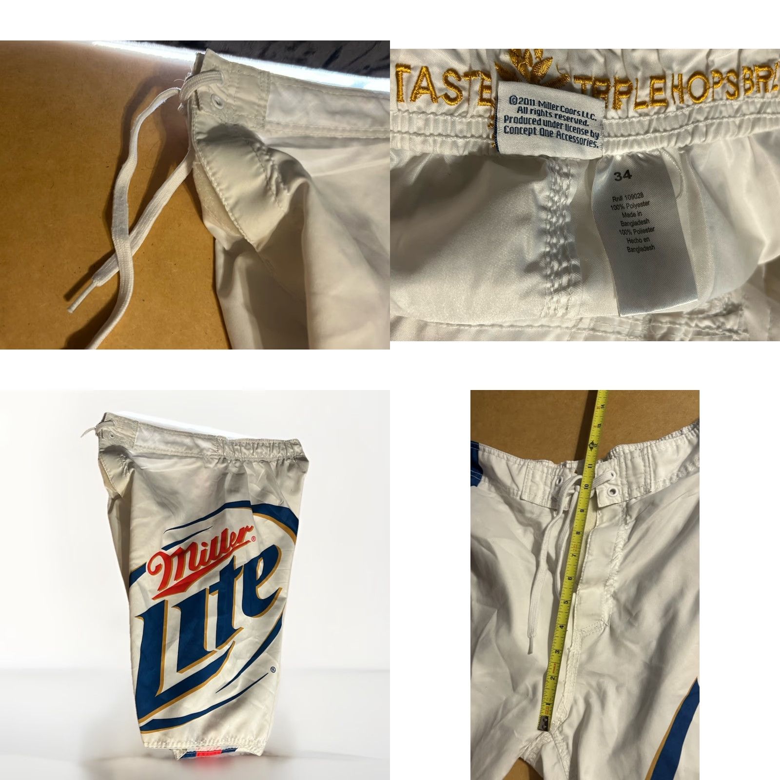 Vintage Miller Lite Swim Trunks Bottom Men 34x10 Pockets Drawstring Beach Surfing Y2K Vintage 2000s Size US 34 / EU 50 - 10 Thumbnail