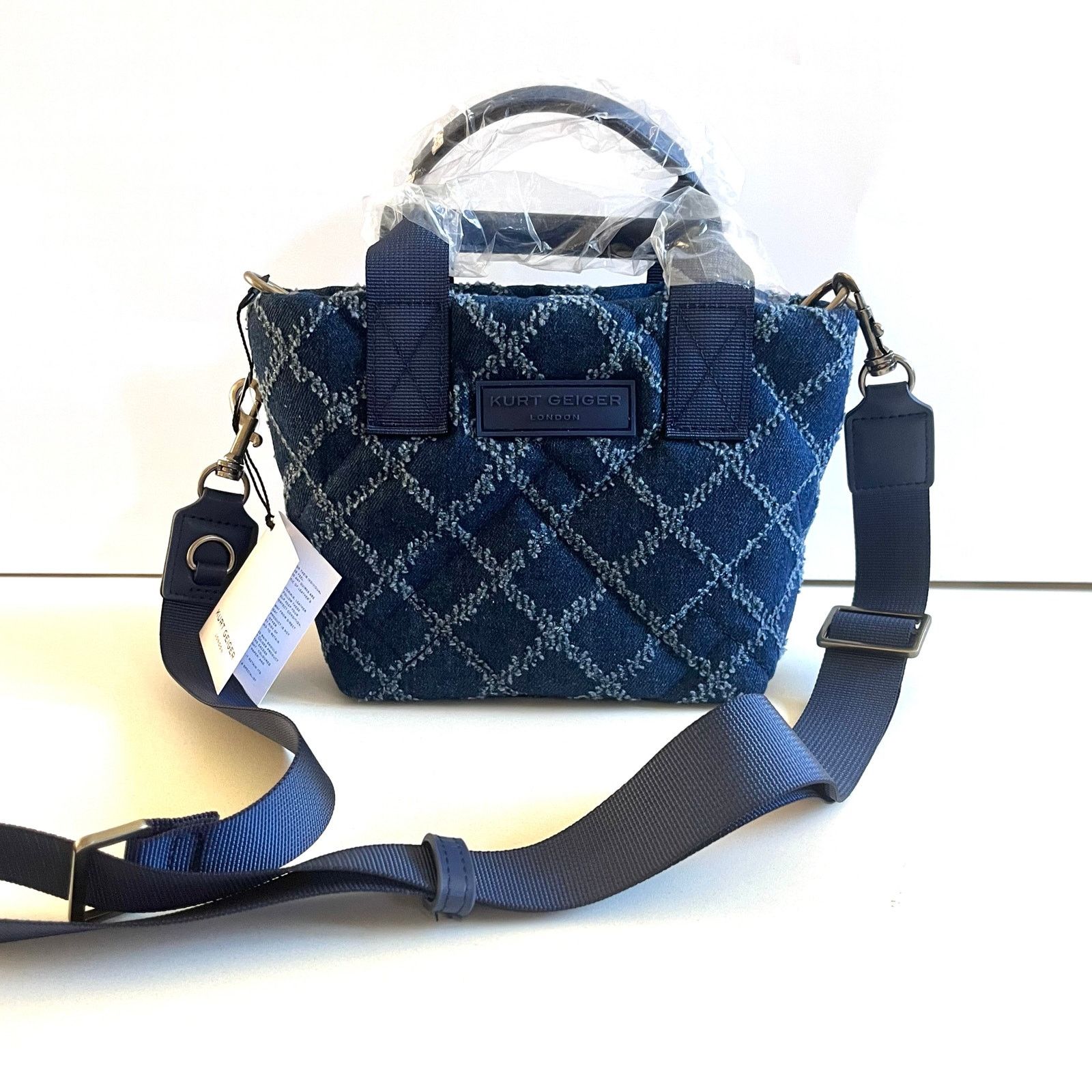 Kurt Geiger Kurt Geiger NWT, Denim Navy Blue, Quilted Tote Bag Size ONE SIZE - 3 Thumbnail