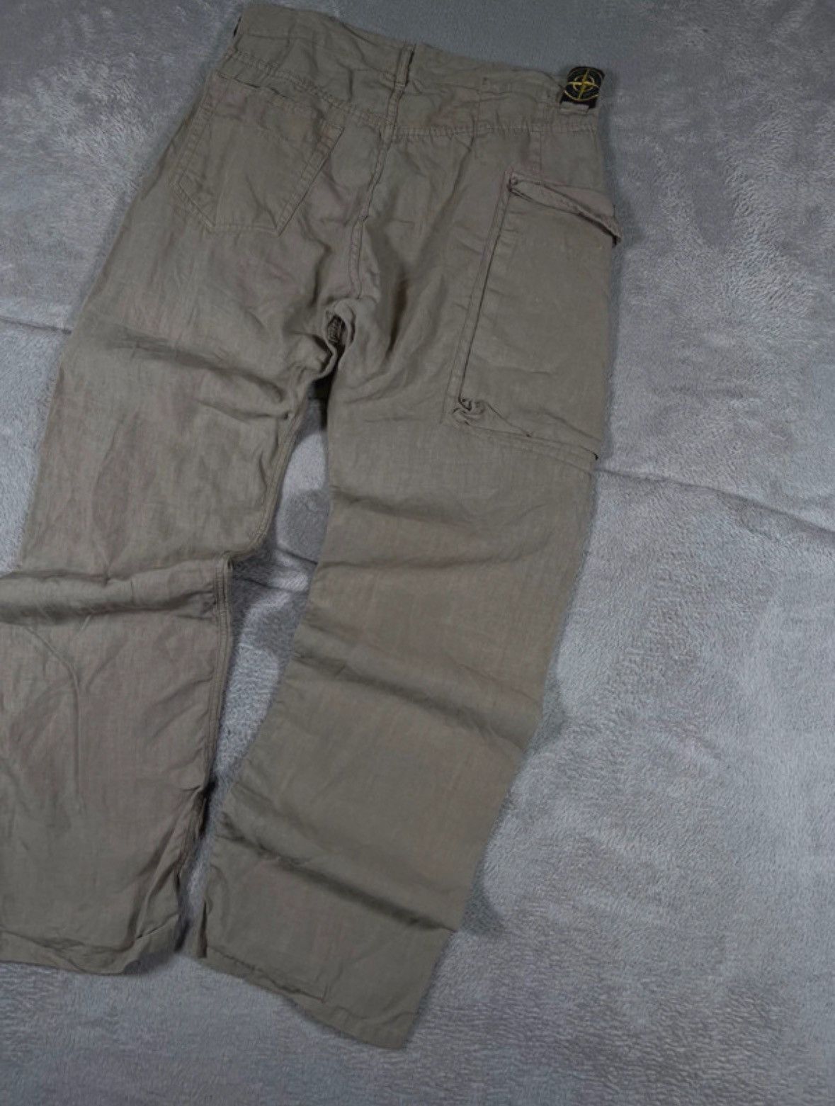 Stone Island Rare 00’s Massimo Osti Lino Flax Badge Cargo Utility Trousers Baggy Pants Size US 32 / EU 48 - 3 Thumbnail