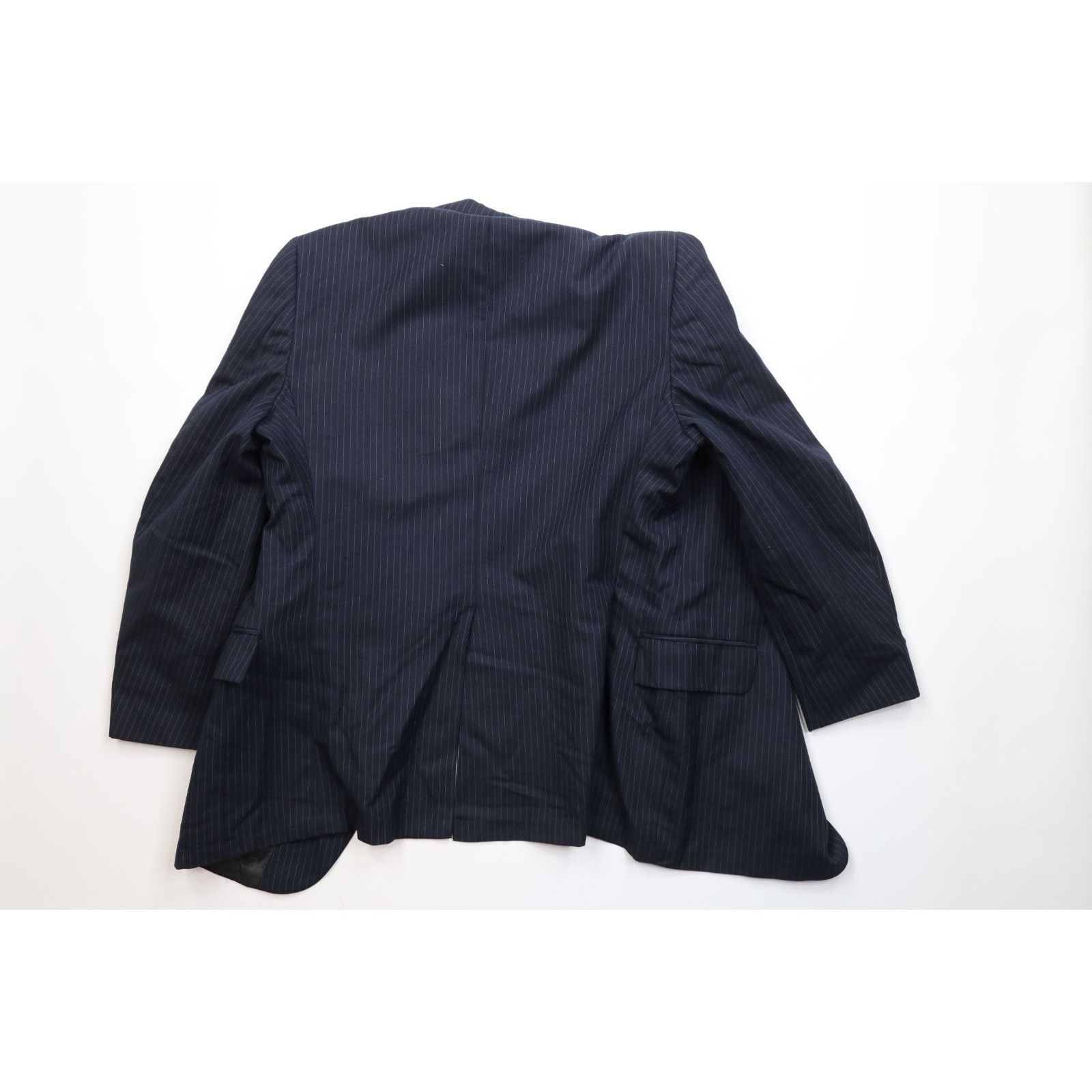 Vintage Vintage 70s Heavy Wool Pinstriped 3 Piece Suit Wedding Size 44L - 4 Thumbnail