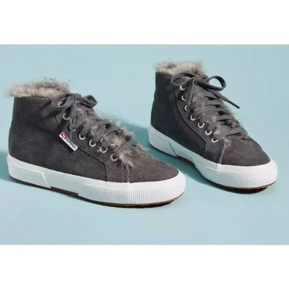 Superga Superga Grey Shearling Lined High Top Sneakers Size US 7.5 / IT 37.5 - 1 Thumbnail