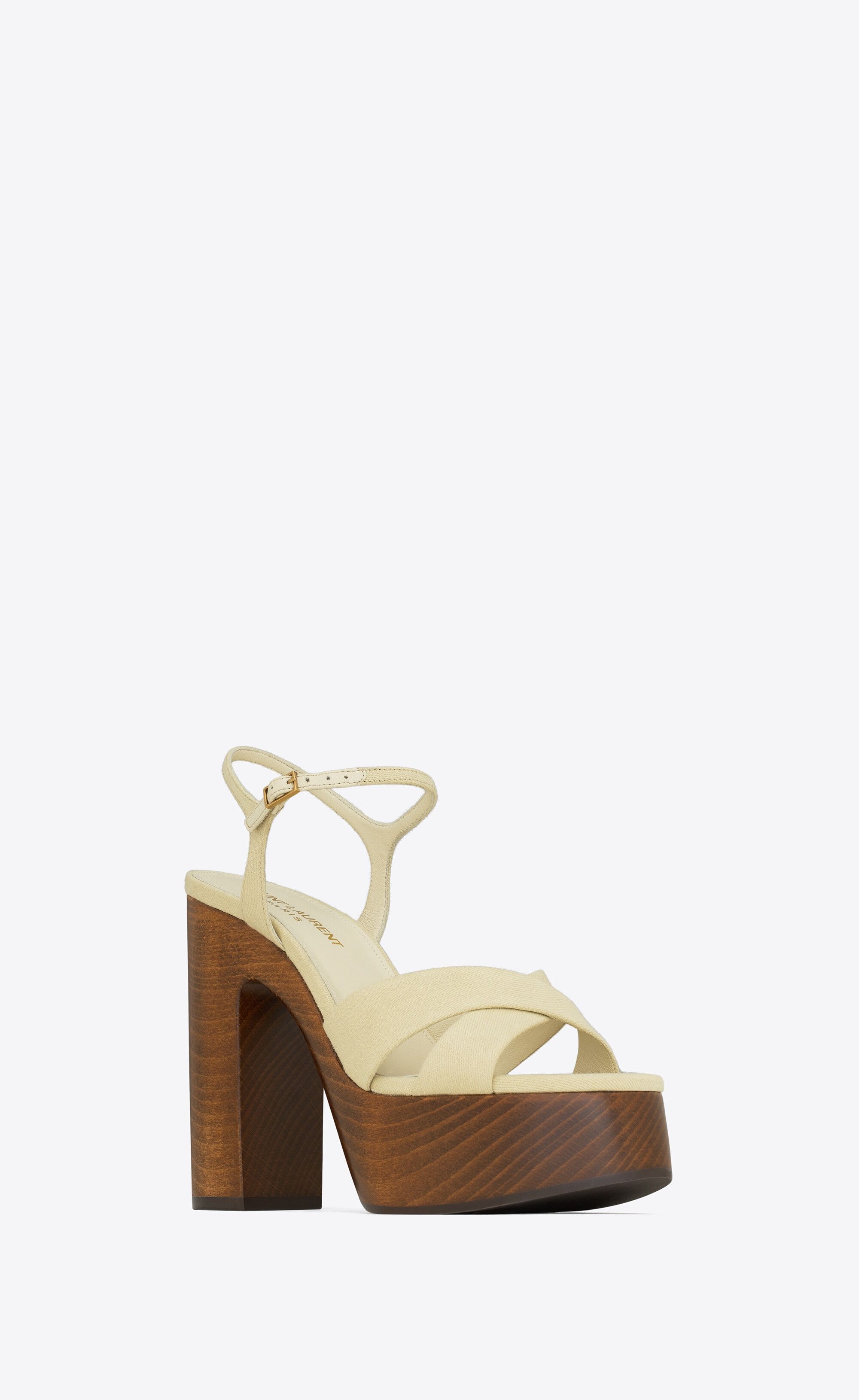 Saint Laurent Paris o1bcso1str0226 Bianca Platform Sandals in Beige Size US 9 / IT 39 - 2 Thumbnail