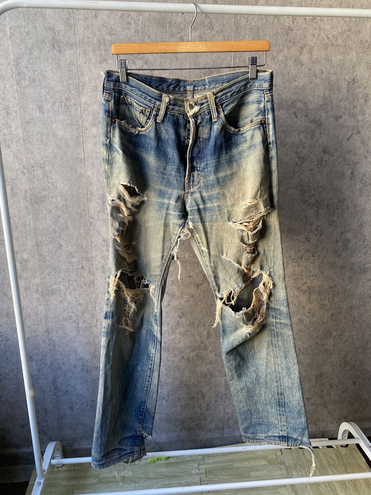 Denime Denime Japan Thrashed Distressed Selvedge Denim Size US 30 / EU 46 - 4 Thumbnail