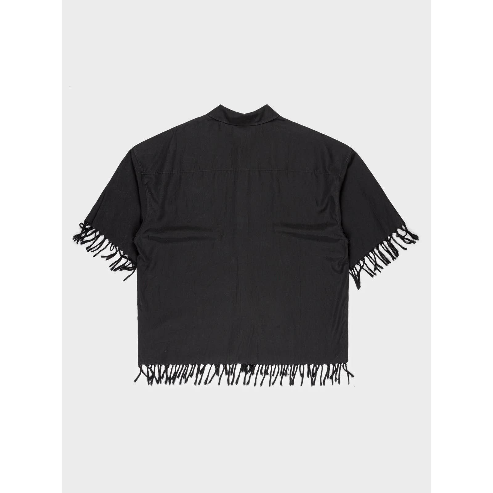 Oversized Fringe Short Sleeve Button Up Shirt