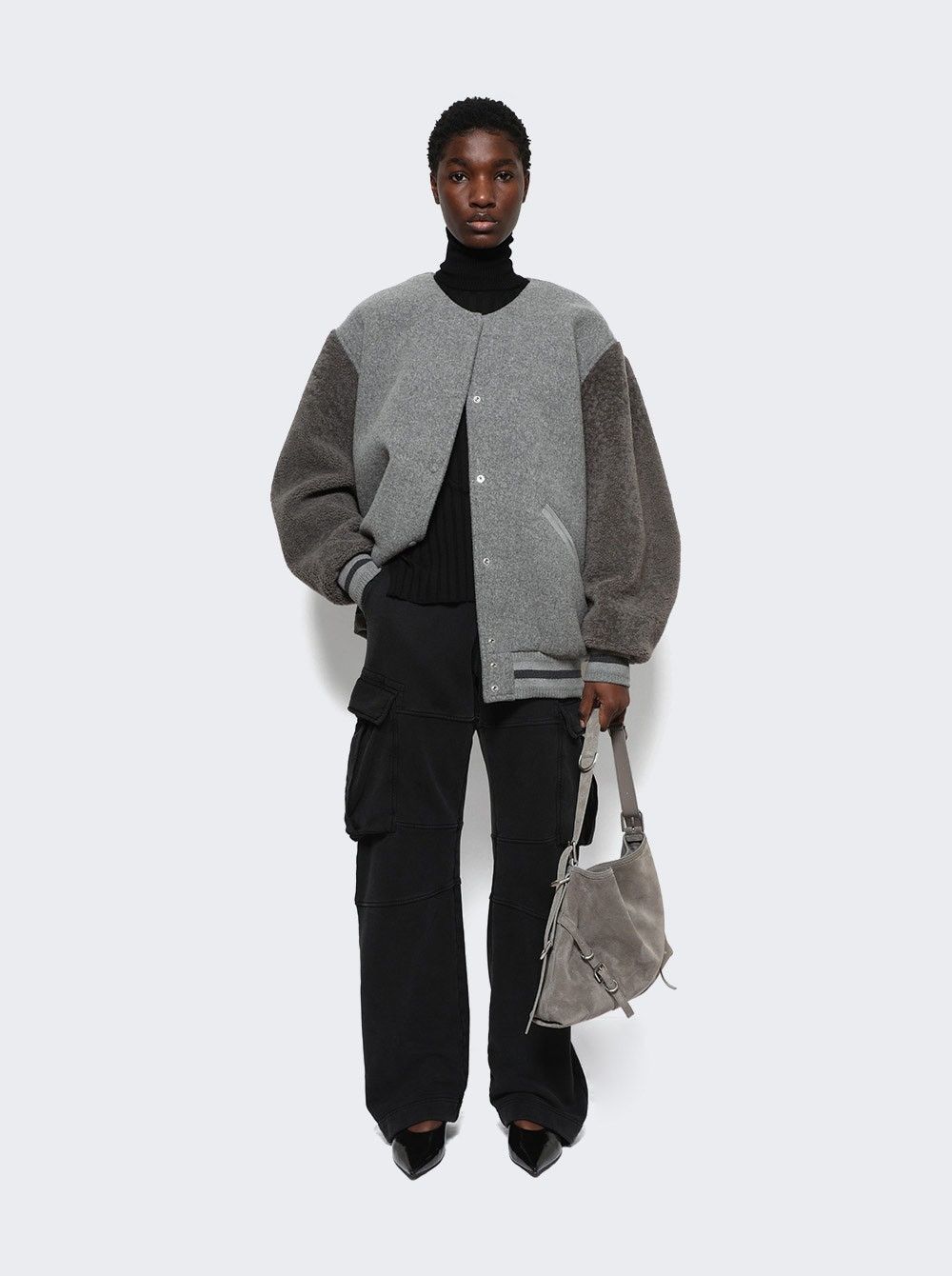 Givenchy o1w1db10325 Oversized Varsity Jacket in Light Grey Size L / US 10 / IT 46 - 3 Thumbnail