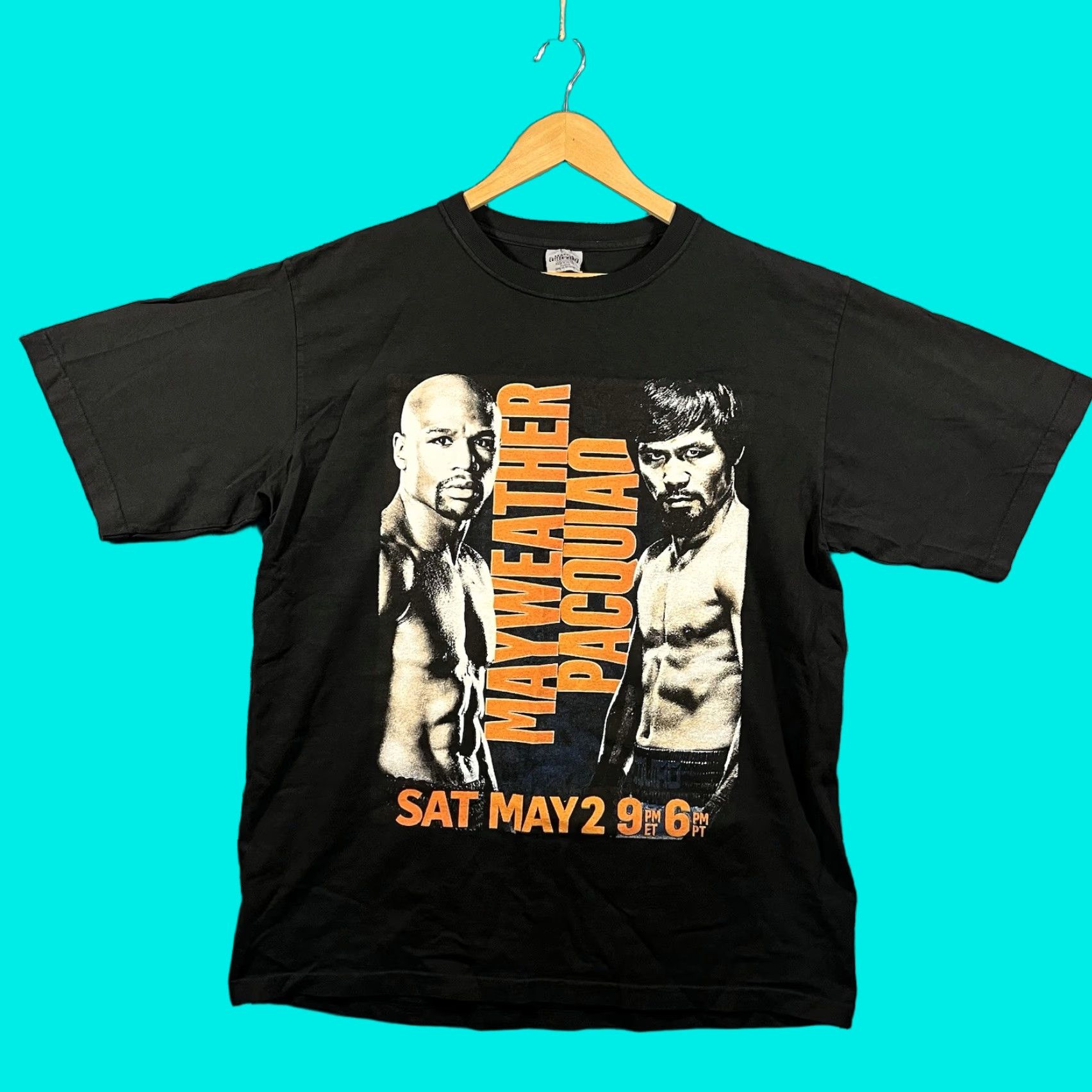Vintage VINTAGE Manny Pacquiao vs Floyd Mayweather Mens XL Black Boxing Graphic T-Shirt Size US XL / EU 56 / 4 - 1 Thumbnail