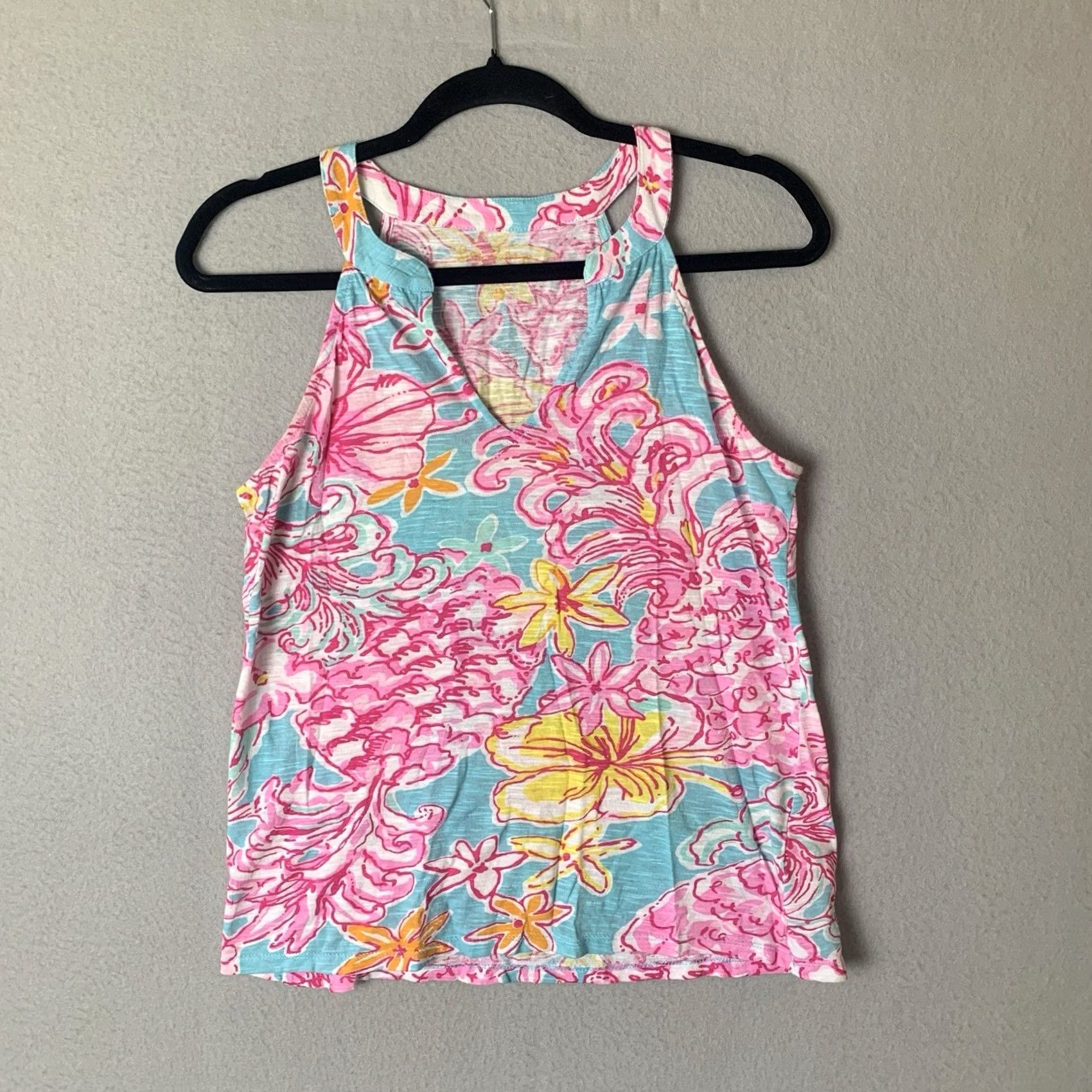 Lilly Pulitzer Lilly Pulitzer Arya Tank Top Womens Small Multicolor Floral Sleeveless V-Neck Beach Travel Tank Shirt Size S / US 4 / IT 40 - 2 Thumbnail
