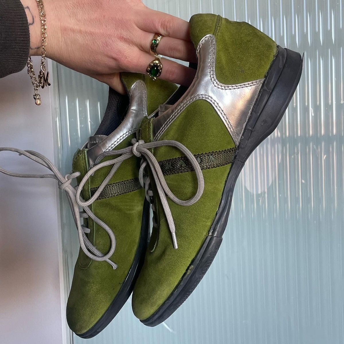 Green prada sneakers online