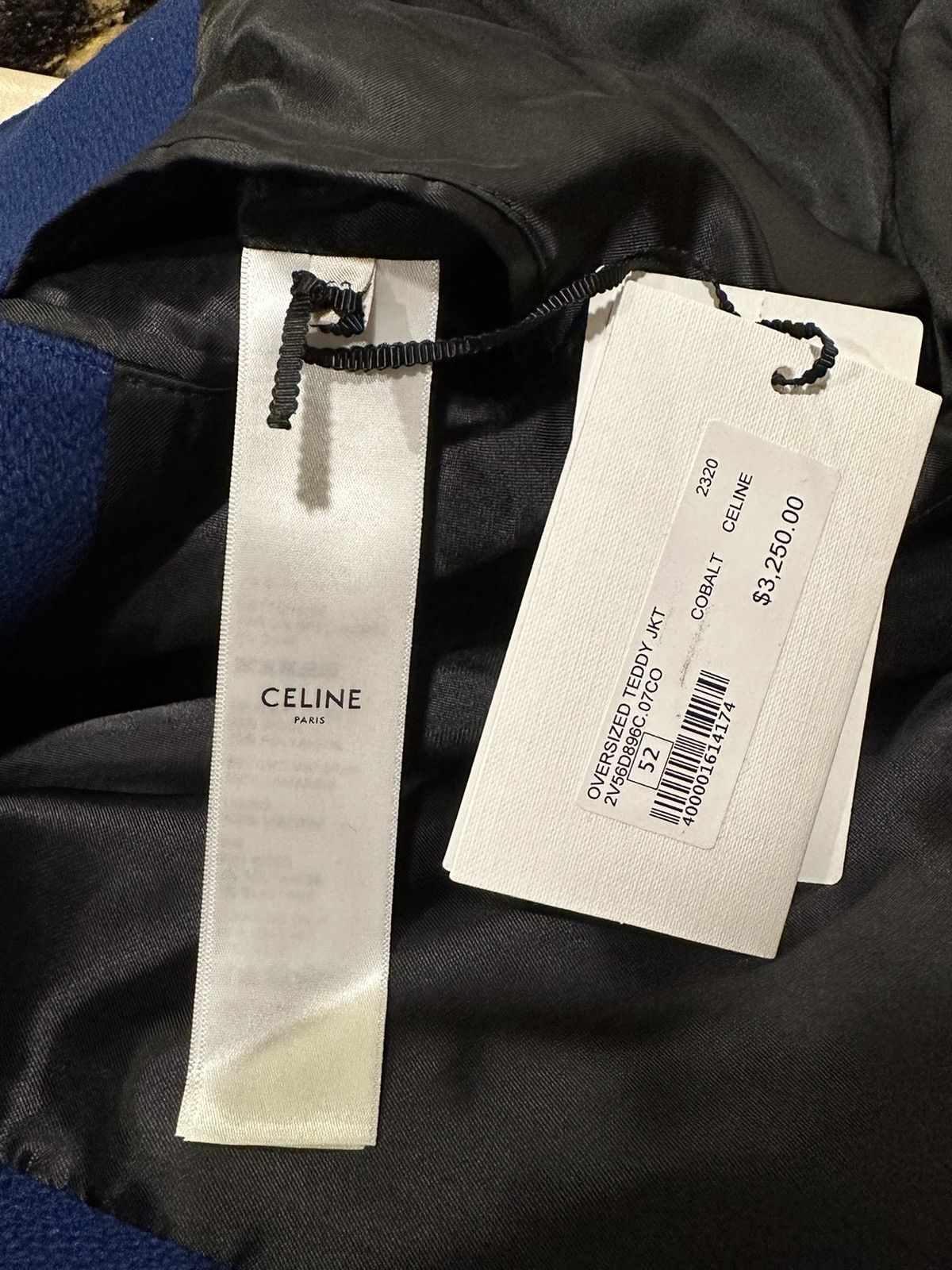 Celine × Hedi Slimane Celine x Hedi C Logo Leather Sleeve Blue Woold Teddy Jacket Size US L / EU 52-54 / 3 - 11 Thumbnail
