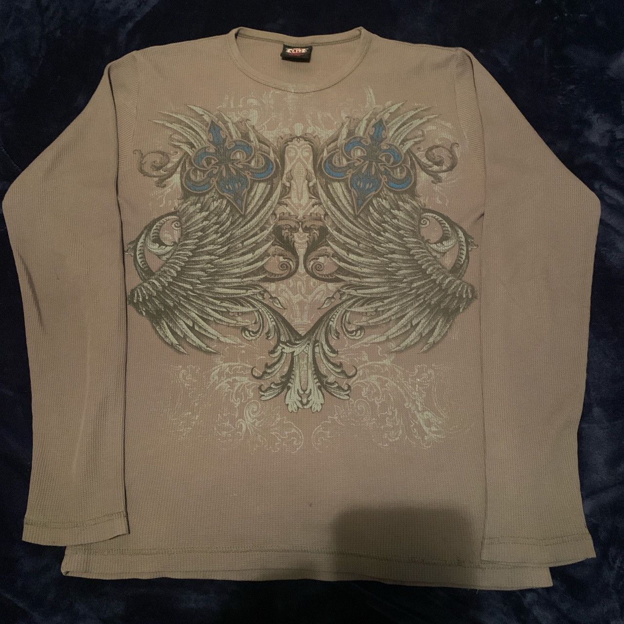 image of Mmaelite Thermal Streetwear Vintage Fashion Affliction Y2K in Grey, Men's (Size Medium)
