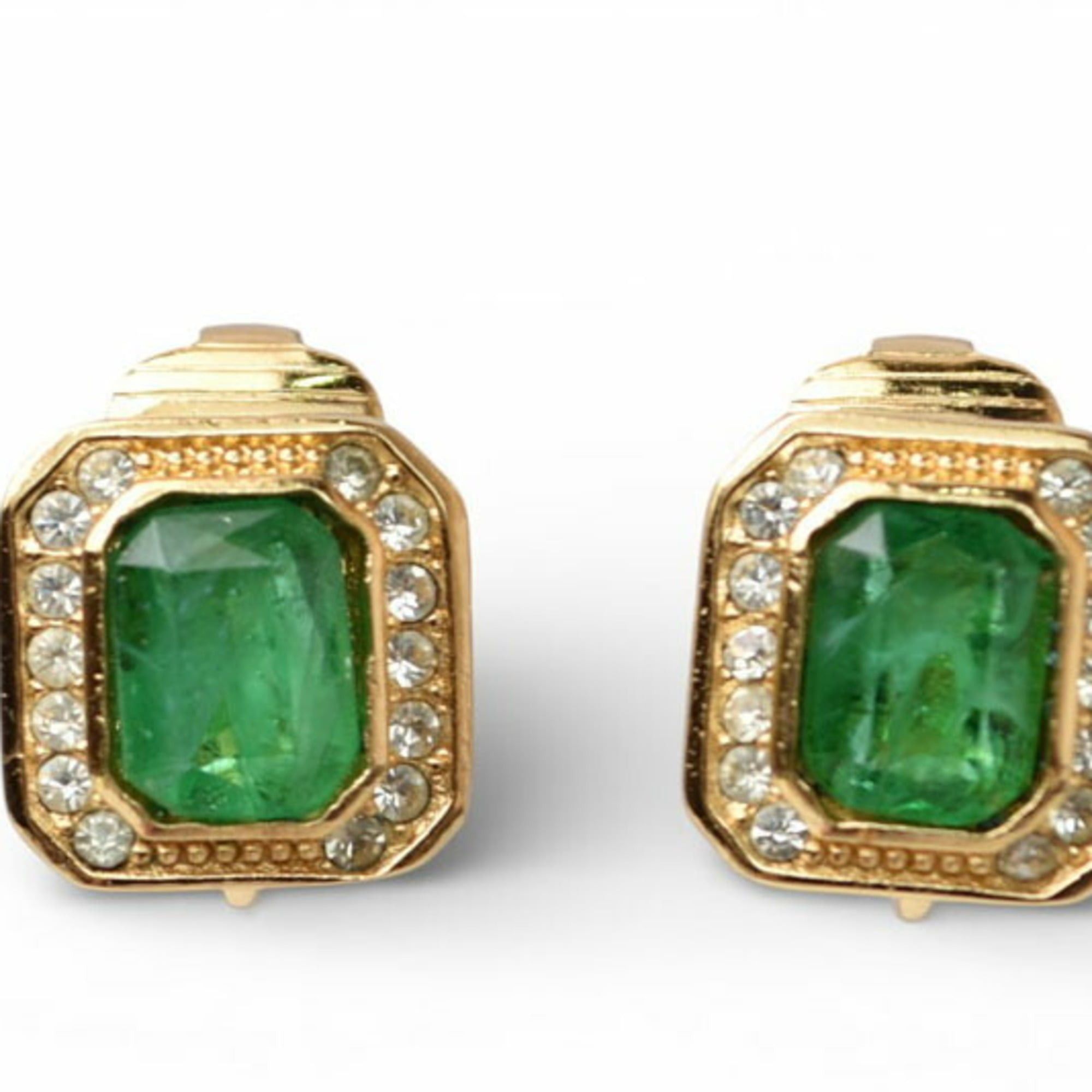 Dior Christian Dior earrings in green and gold with rhinestones Size ONE SIZE - 1 Thumbnail