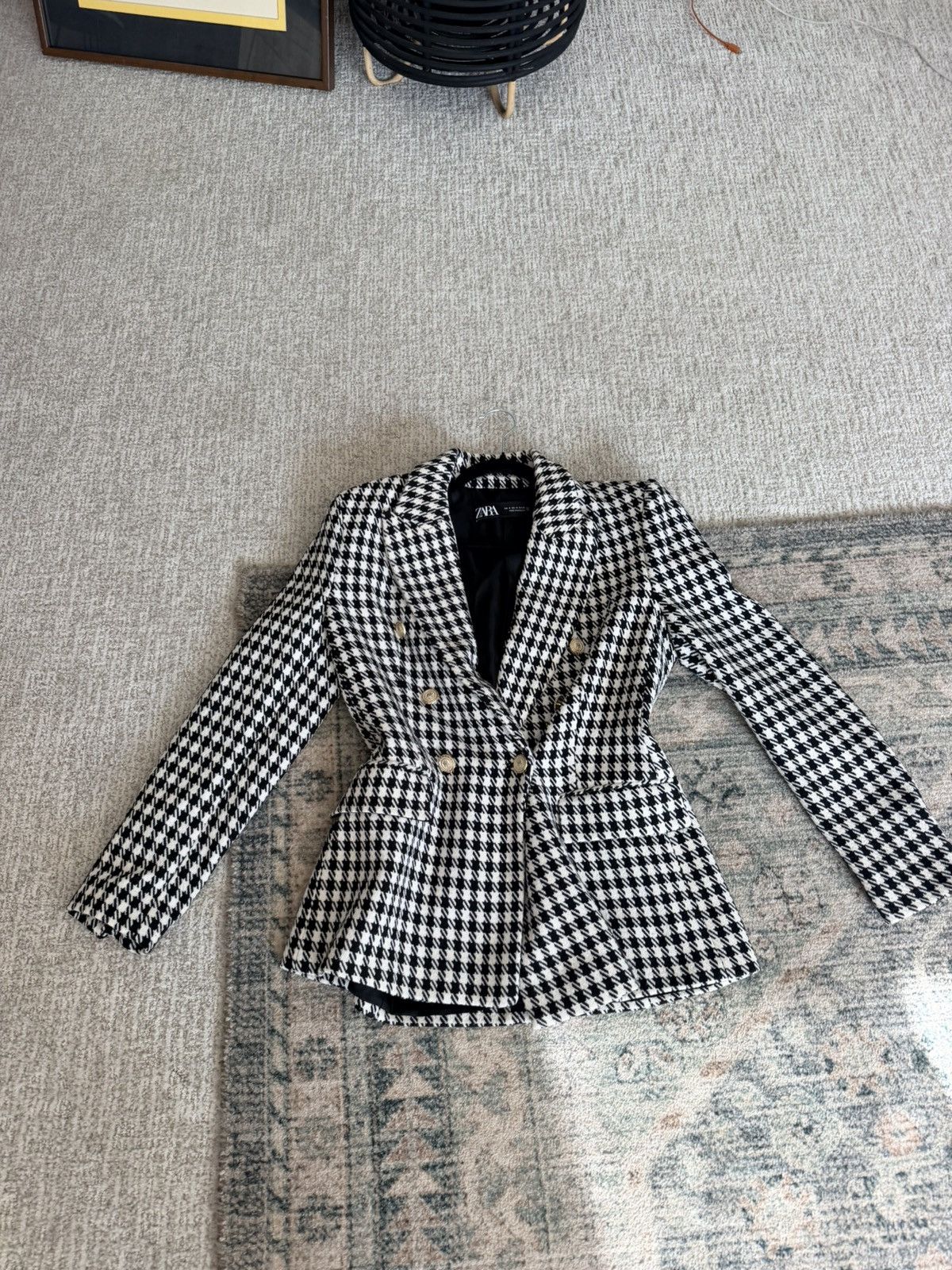 Zara Zara houndstooth double breasted blazer jacket M Size M / US 6-8 / IT 42-44 - 11 Thumbnail