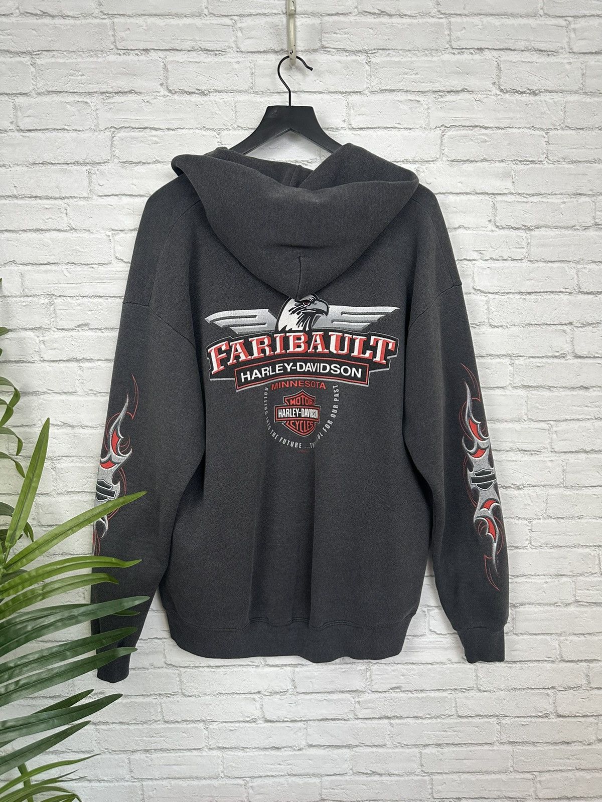 Harley Davidson (XL) SICK FADED CHARCOAL Harley Davidson Zip Up Hoodie Size US XL / EU 56 / 4 - 10 Thumbnail