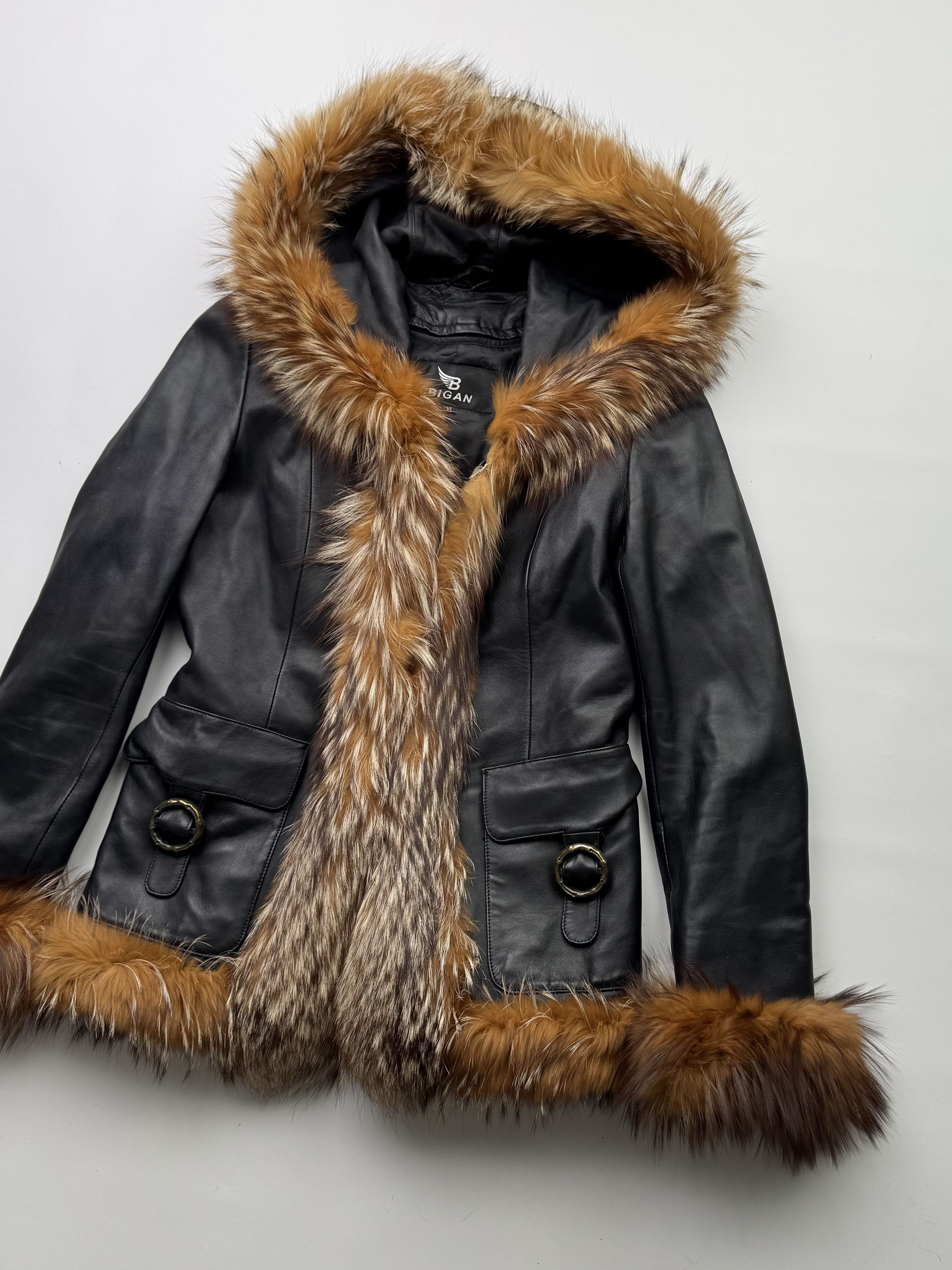 Japanese Brand Vintage Leather Jacket With Real Fur Details B703(V69)E2 Size M / US 6-8 / IT 42-44 - 3 Thumbnail