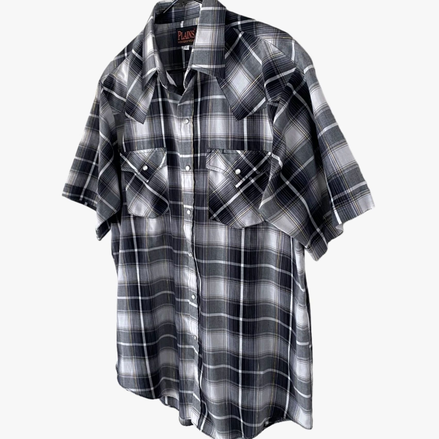 Vintage VINTAGE Plains Western Wear Pearl-Snap Shirt Men's Large Gray Plaid Button-Up Size US L / EU 52-54 / 3 - 2 Thumbnail