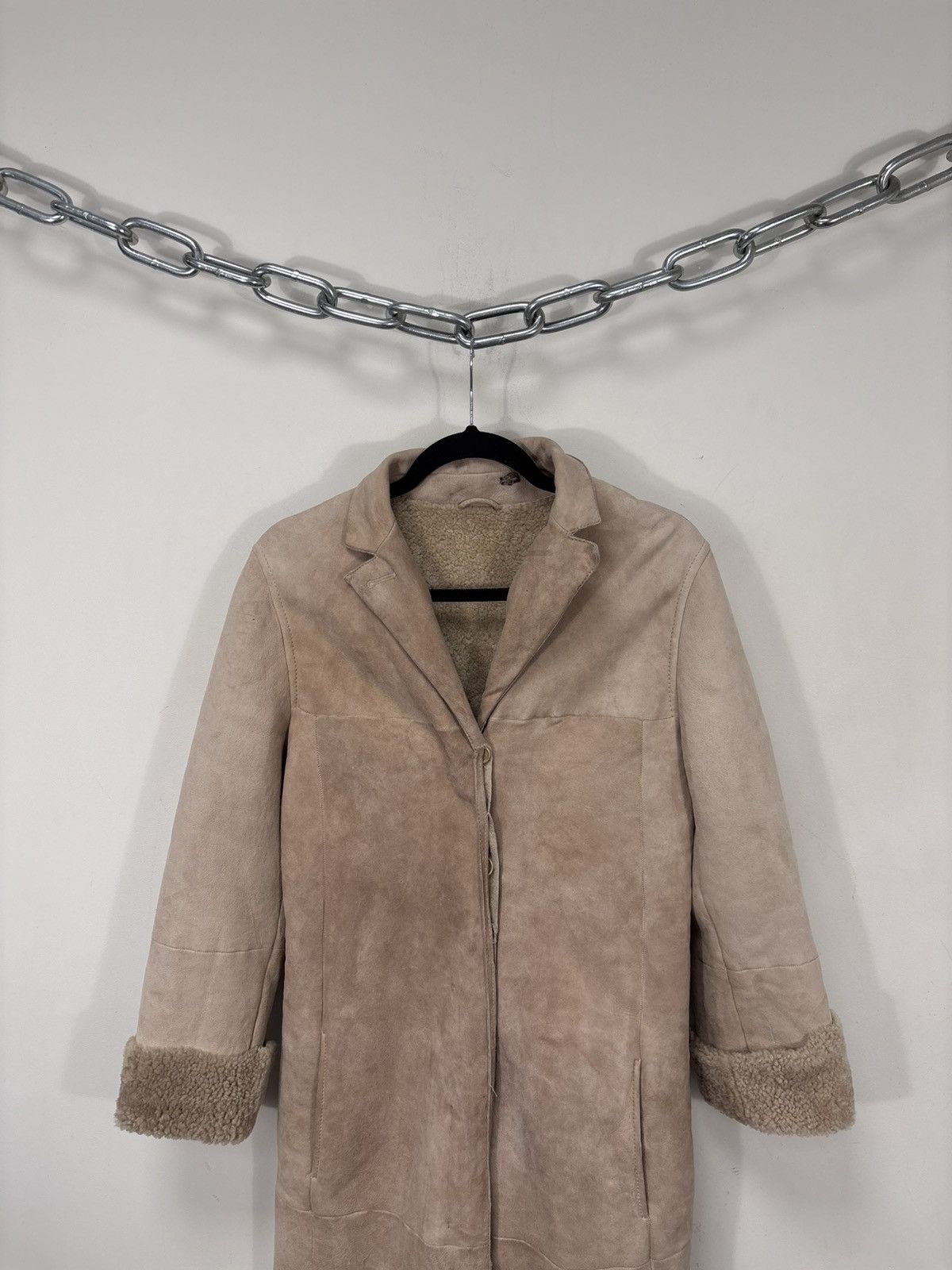 Max Mara S Max Mara Women’s Beige Sheepskin Shearling Leather Coat Size XL / US 12-14 / IT 48-50 - 4 Thumbnail