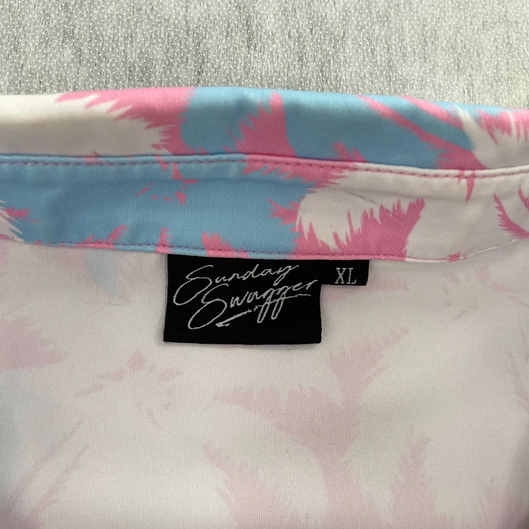 Vintage Sunday Swagger Shirt Polo Short Sleeve Palm Tree Golf Men Adult Extra Large Pink Size US XL / EU 56 / 4 - 5 Thumbnail